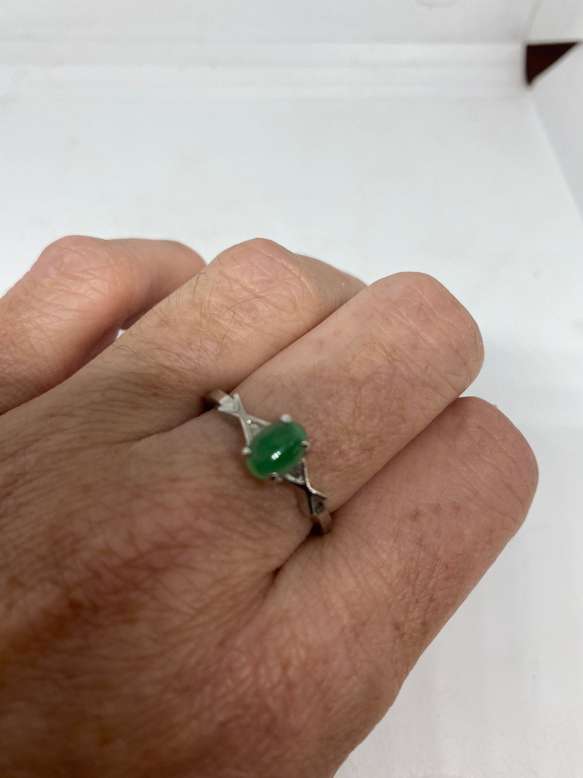 Vintage Lucky Green Nephrite Jade Ring