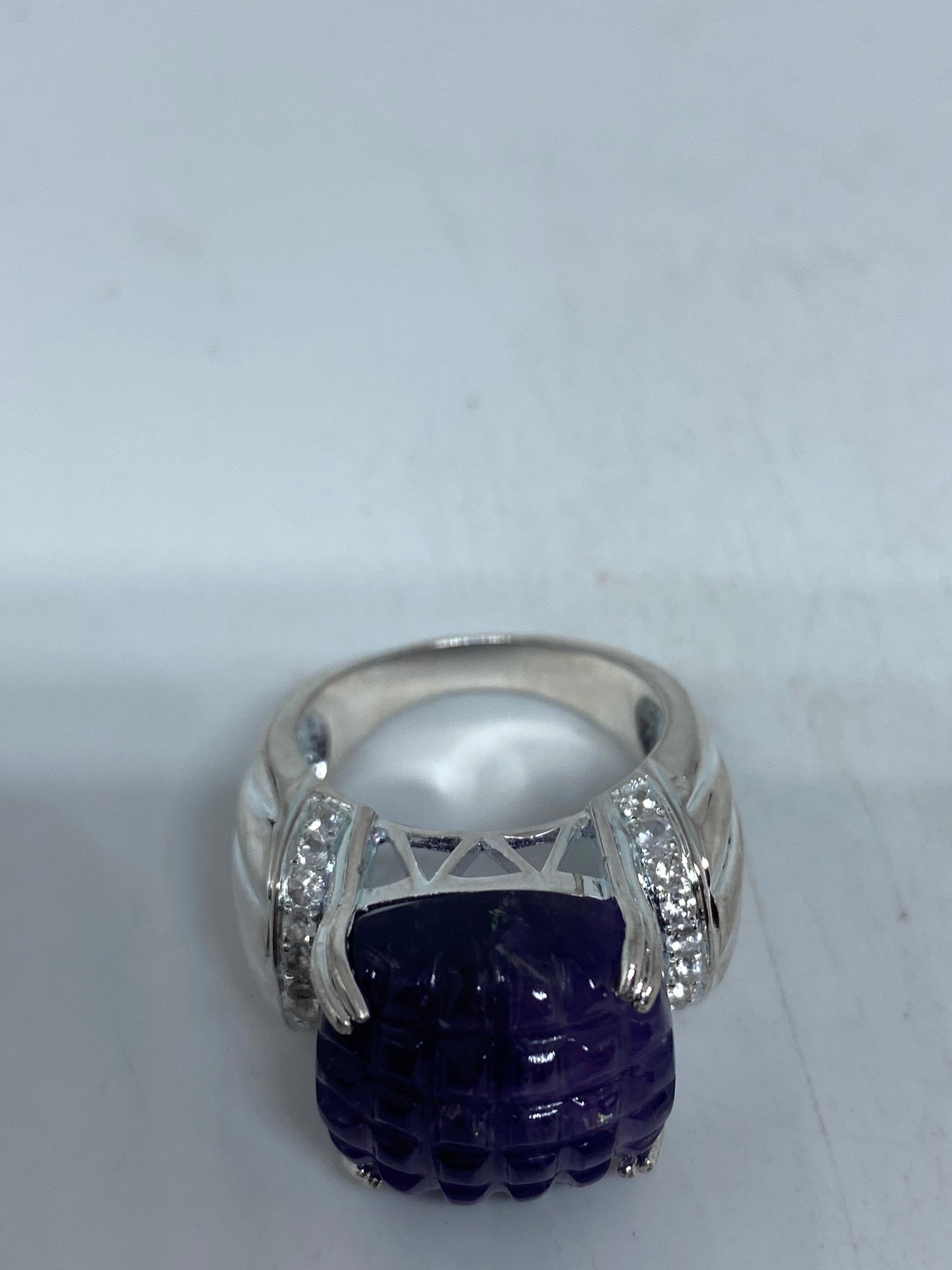 Vintage Deep Purple Genuine Amethyst 925 Sterling Silver Gothic Ring