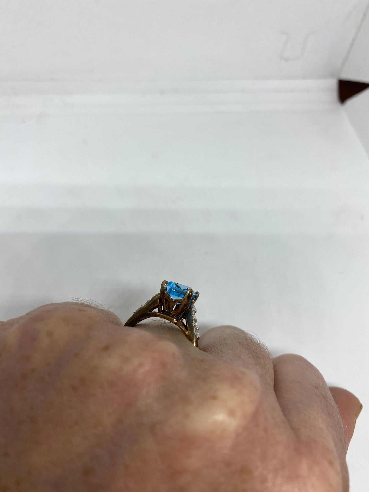 Vintage Blue Topaz Ring 925 Sterling Silver Cocktail