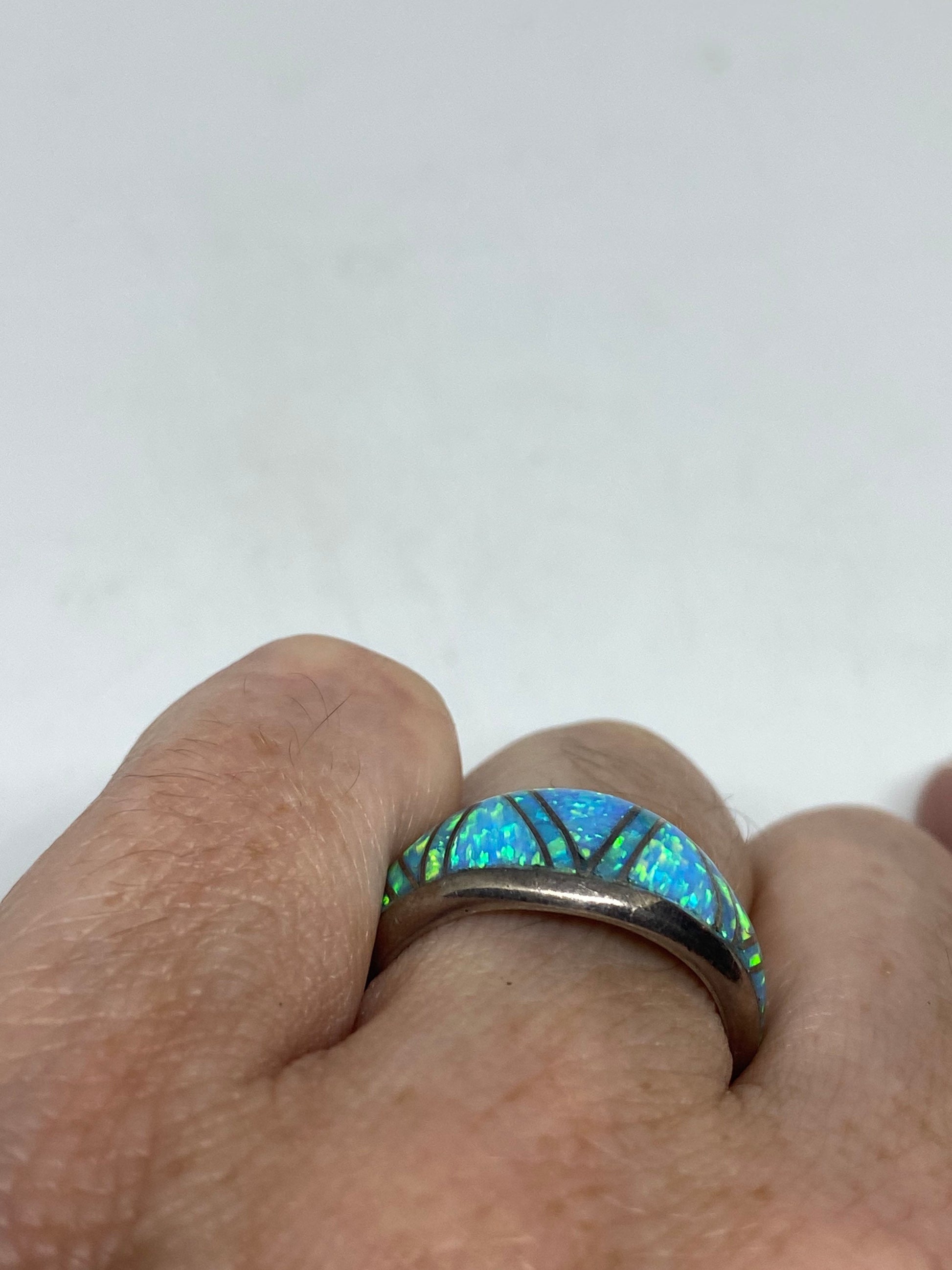 Vintage Opal 925 Sterling Silver Inlay Ring