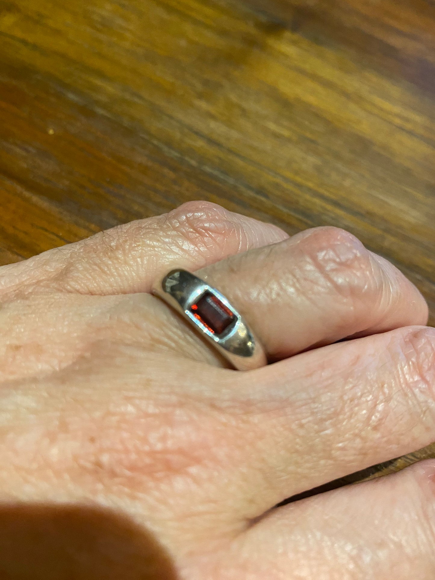 Vintage Handmade Genuine Garnet White Sapphire 925 Sterling Silver Gothic Ring
