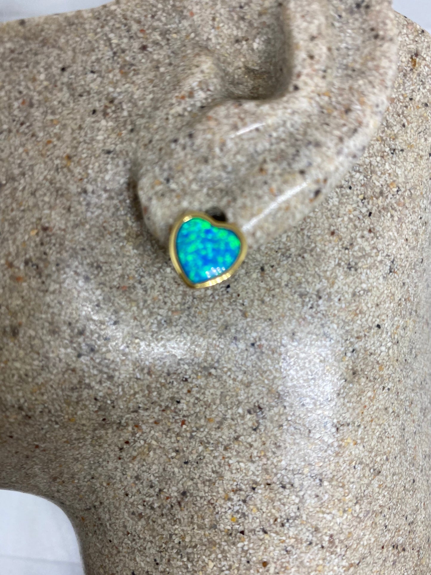 Vintage Opal Earrings Golden 925 Sterling Silver Stud Button