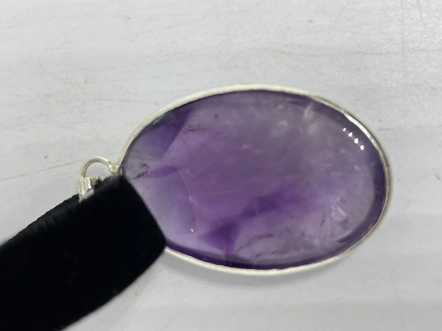 Cabochon Cut Droplet Deep Purple Genuine Amethyst Necklace