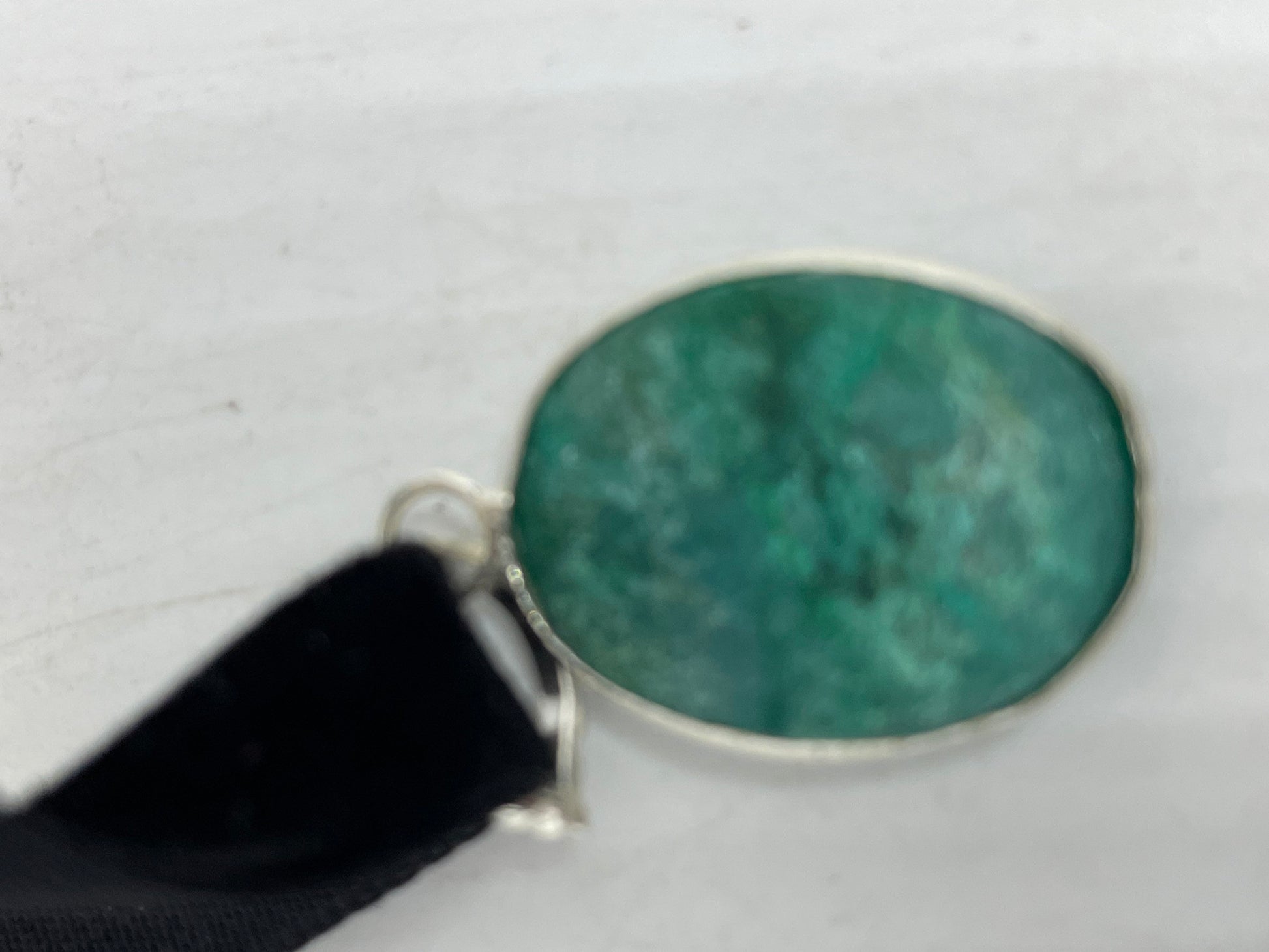 Handmade Vintage Green Chrysoprase Crystal Druzy Choker Pendant