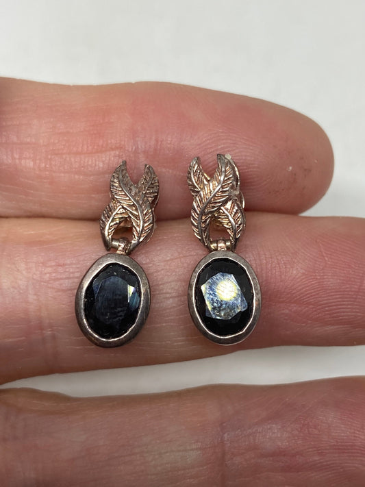 Vintage Black Hematite Earring 925 Sterling Silver Deco Dangle Chandelier