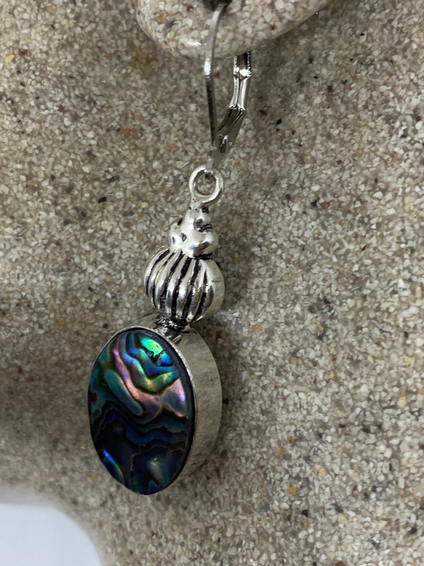 Vintage Handmade Silver Rainbow Abalone Earrings