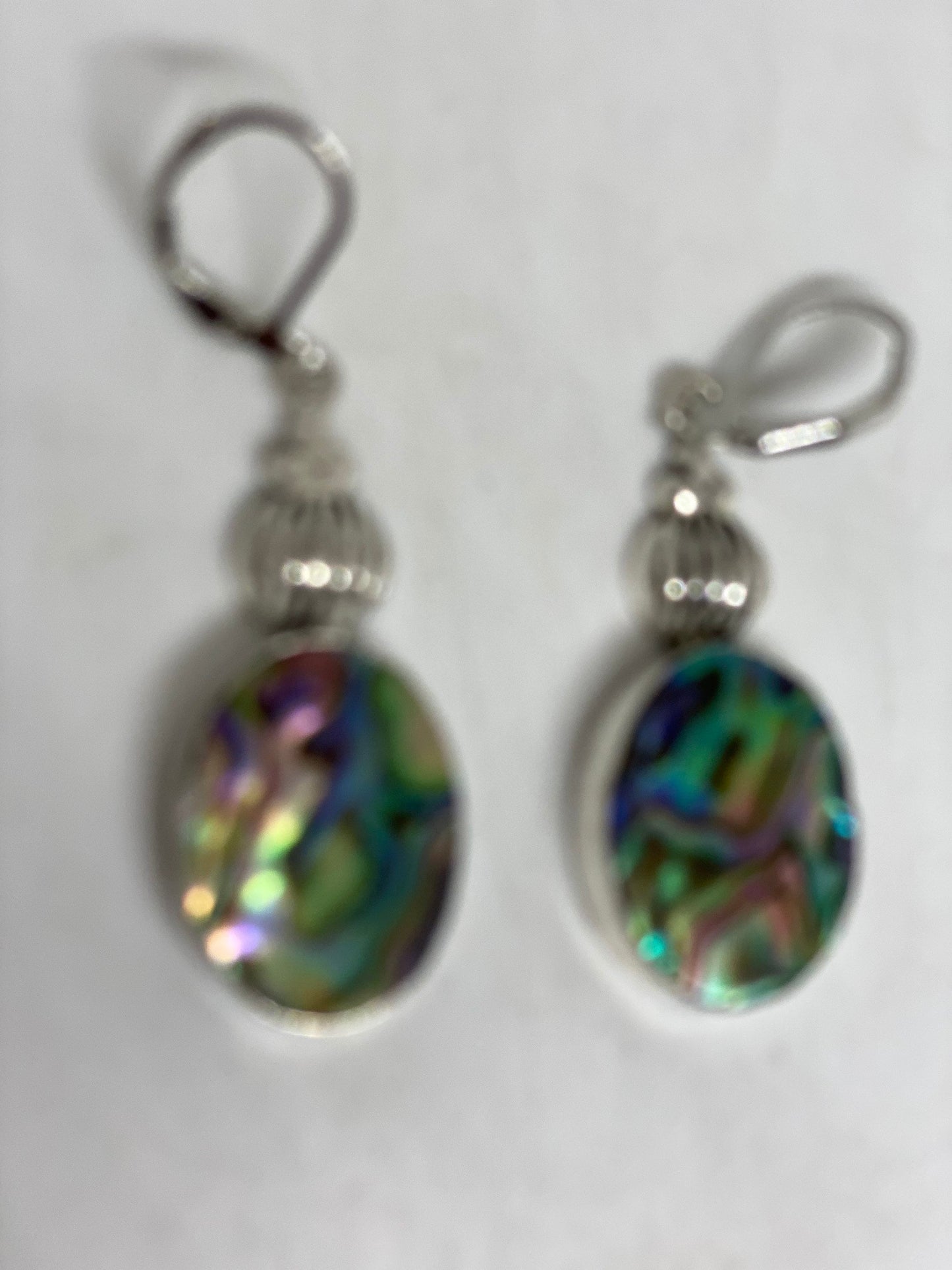 Vintage Handmade Silver Rainbow Abalone Earrings