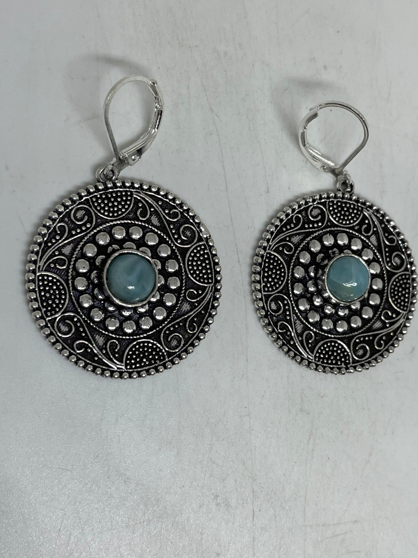 Vintage Sterling Silver Blue Turquoise Larimar Earrings