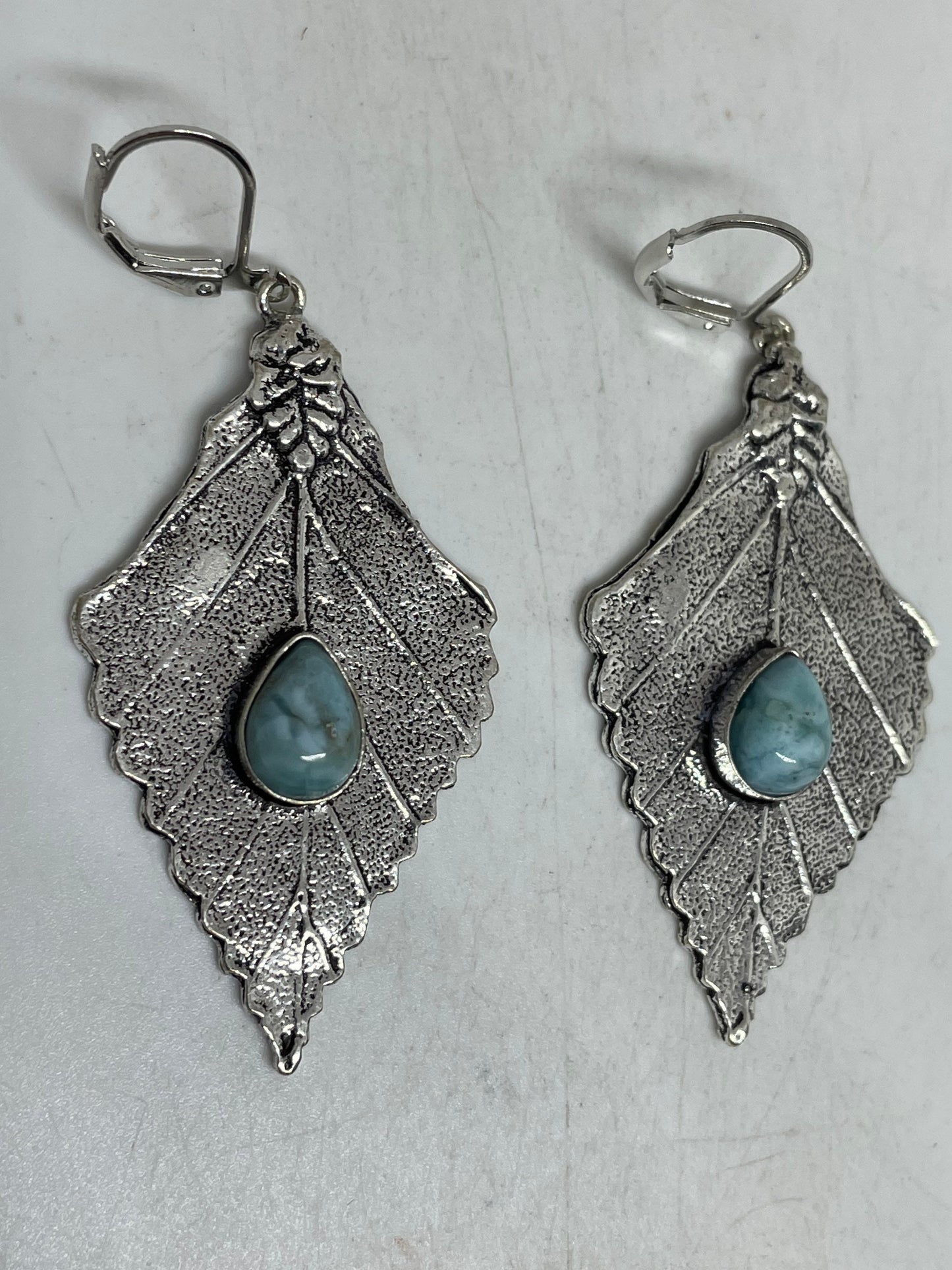 Vintage Sterling Silver Blue Turquoise Larimar Earrings