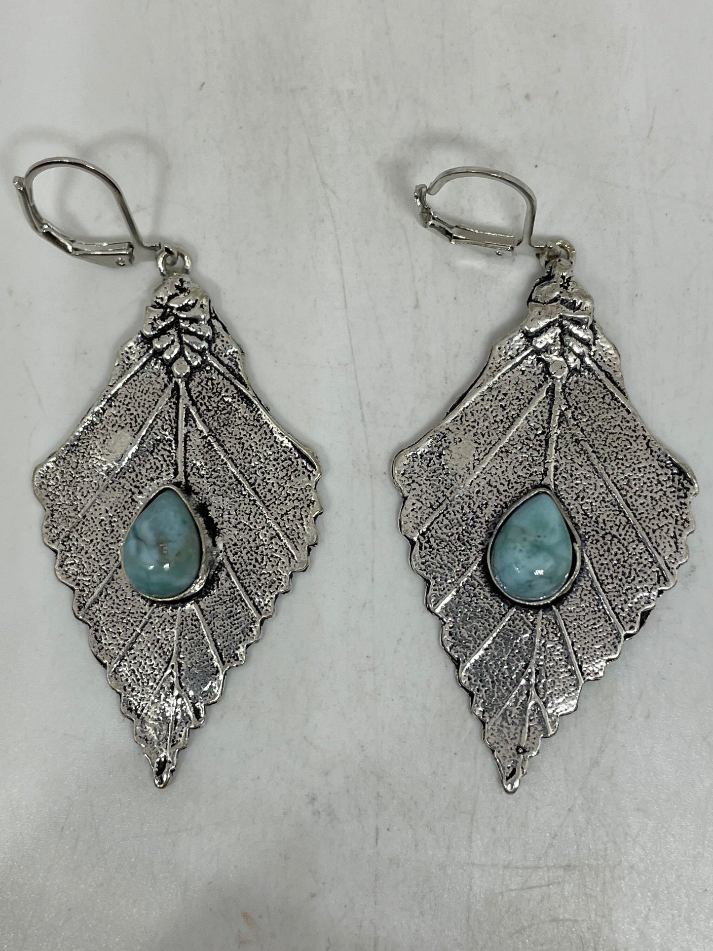 Vintage Sterling Silver Blue Turquoise Larimar Earrings