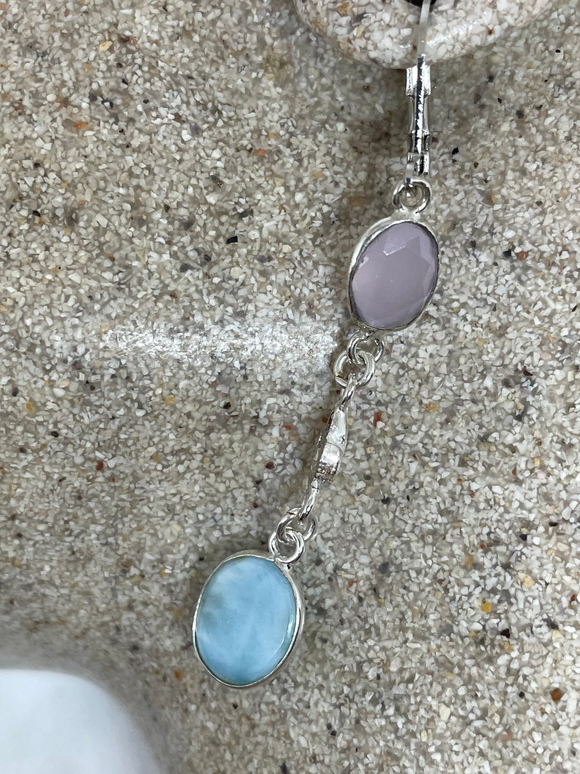 Vintage Sterling Silver Blue Turquoise Larimar Earrings