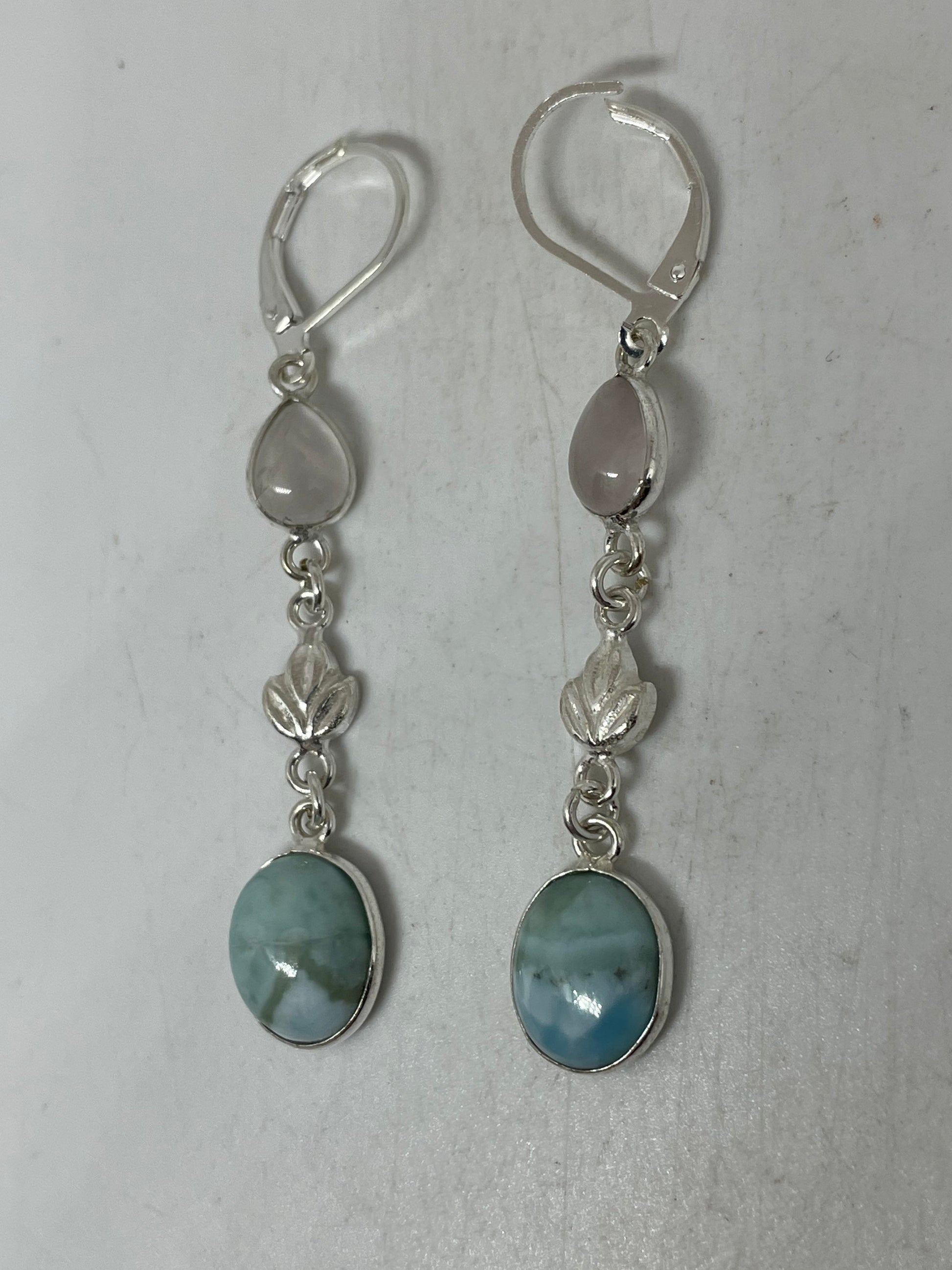 Vintage Sterling Silver Blue Turquoise Larimar Earrings