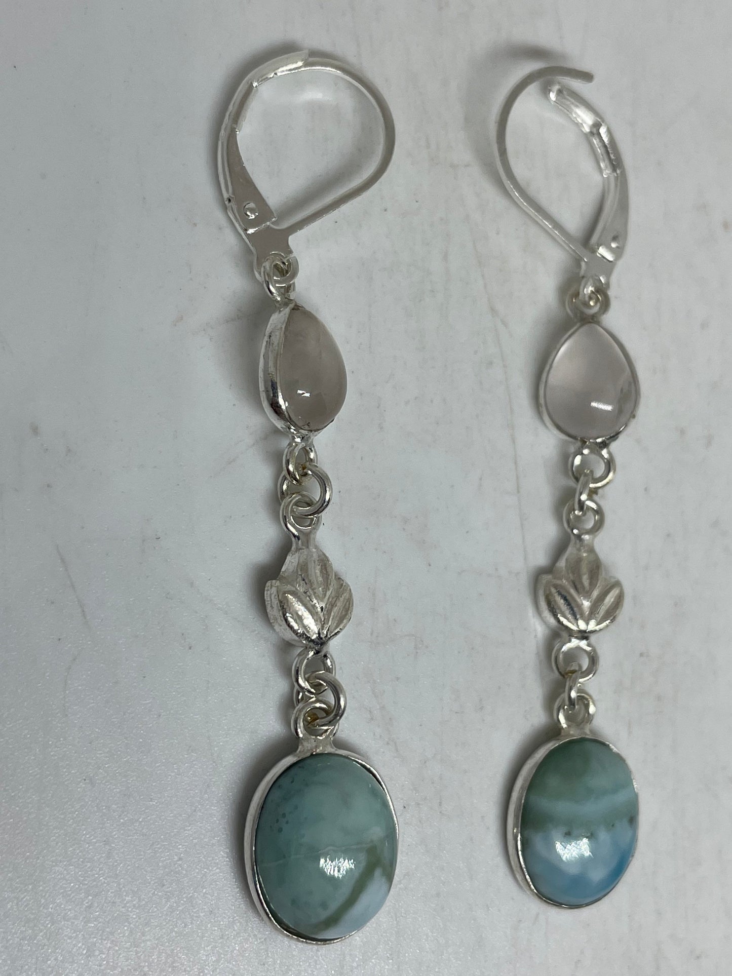 Vintage Sterling Silver Blue Turquoise Larimar Earrings