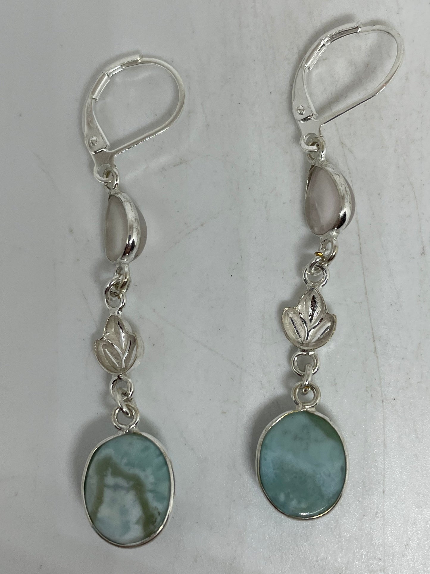 Vintage Sterling Silver Blue Turquoise Larimar Earrings