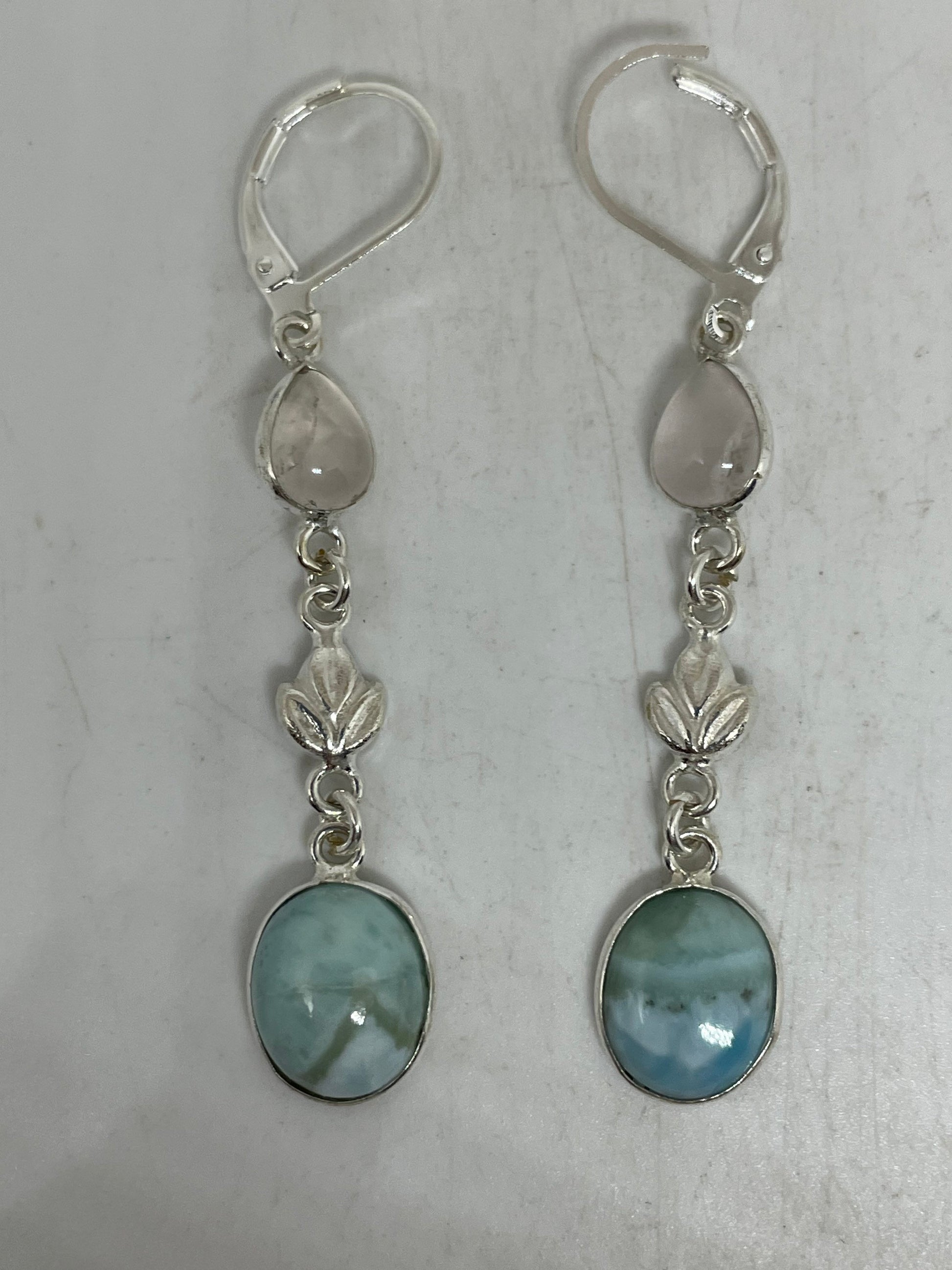Vintage Sterling Silver Blue Turquoise Larimar Earrings