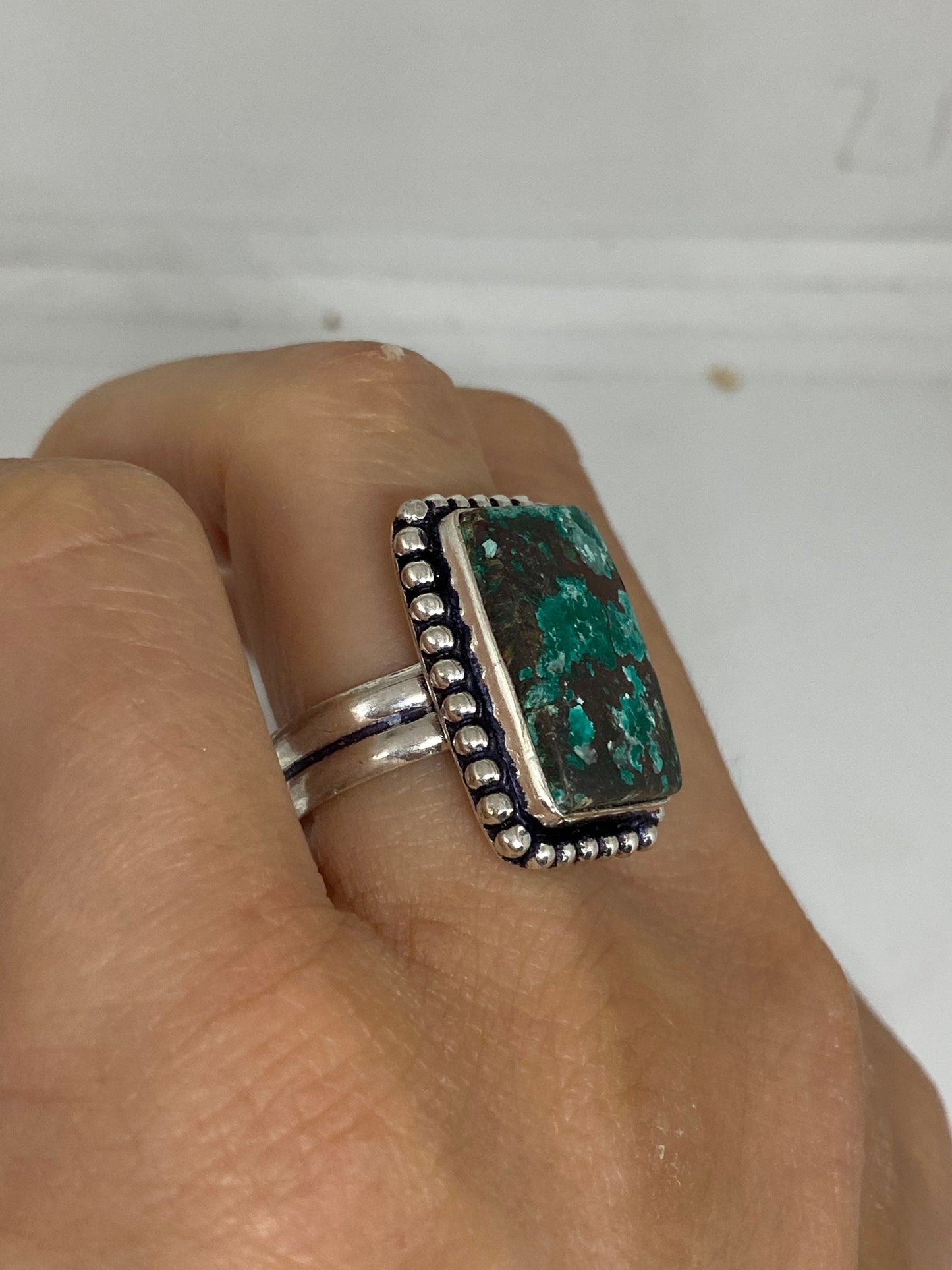Vintage Genuine Blue Amazonite Silver Ring