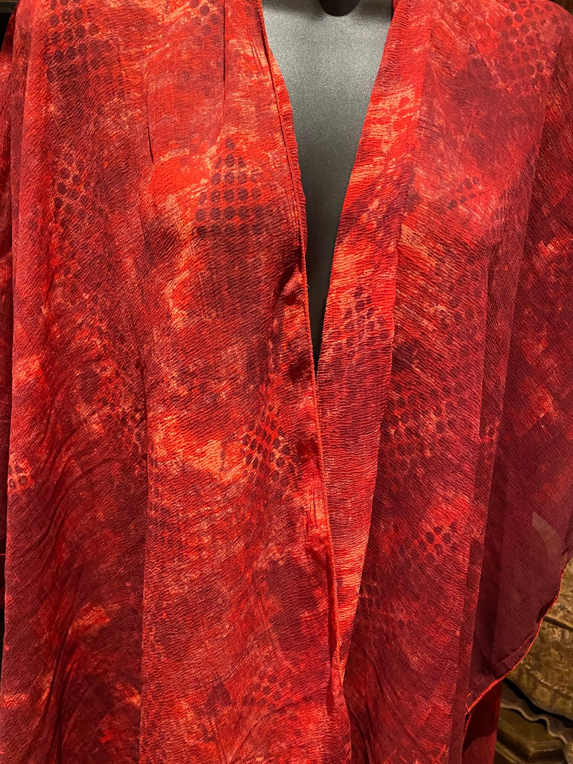 Vintage Japanese Print Scarf Wrap Poncho