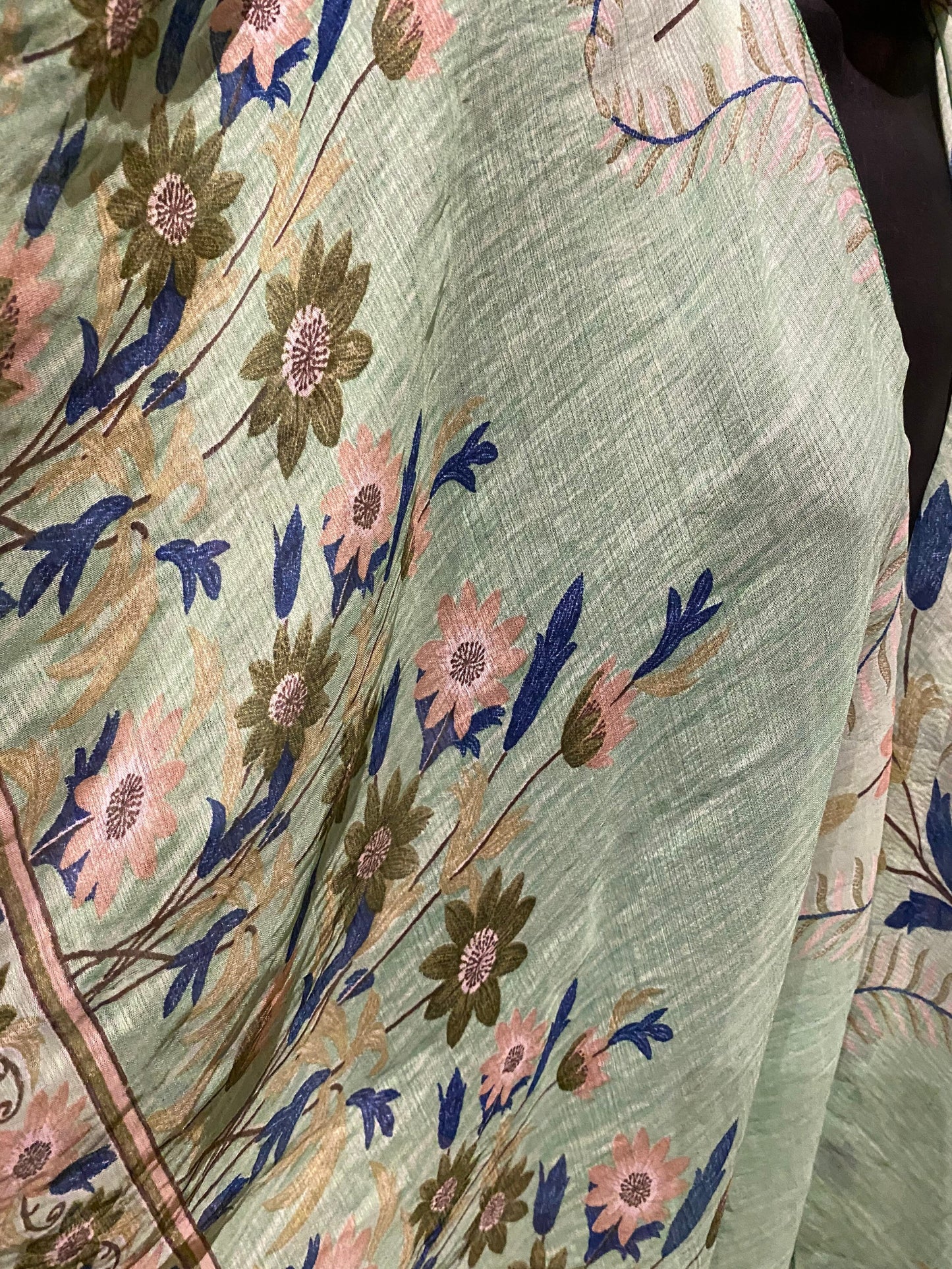 Vintage Japanese Print Scarf Wrap Poncho