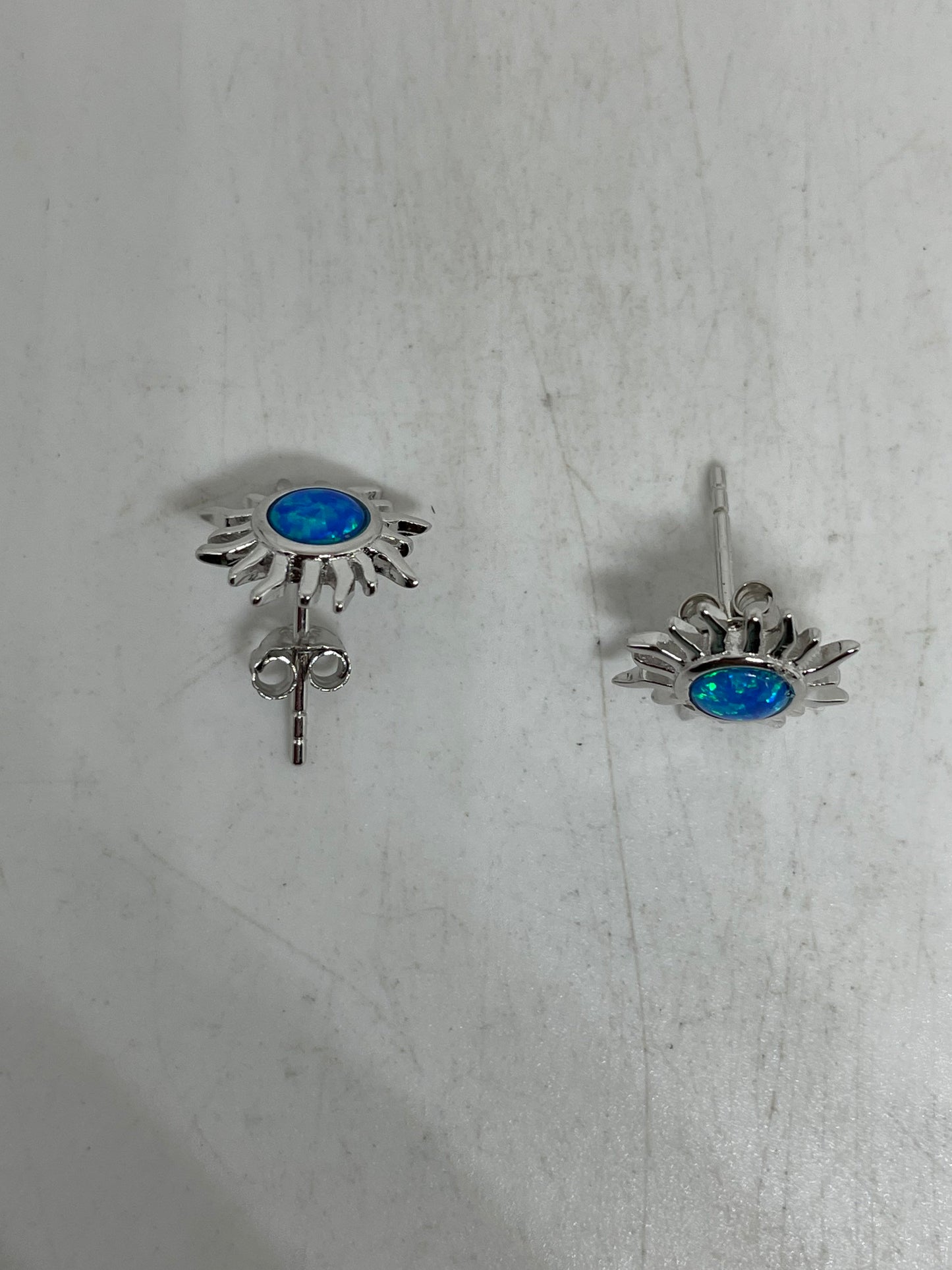 Vintage Opal Earrings 925 Sterling Silver Stud Button