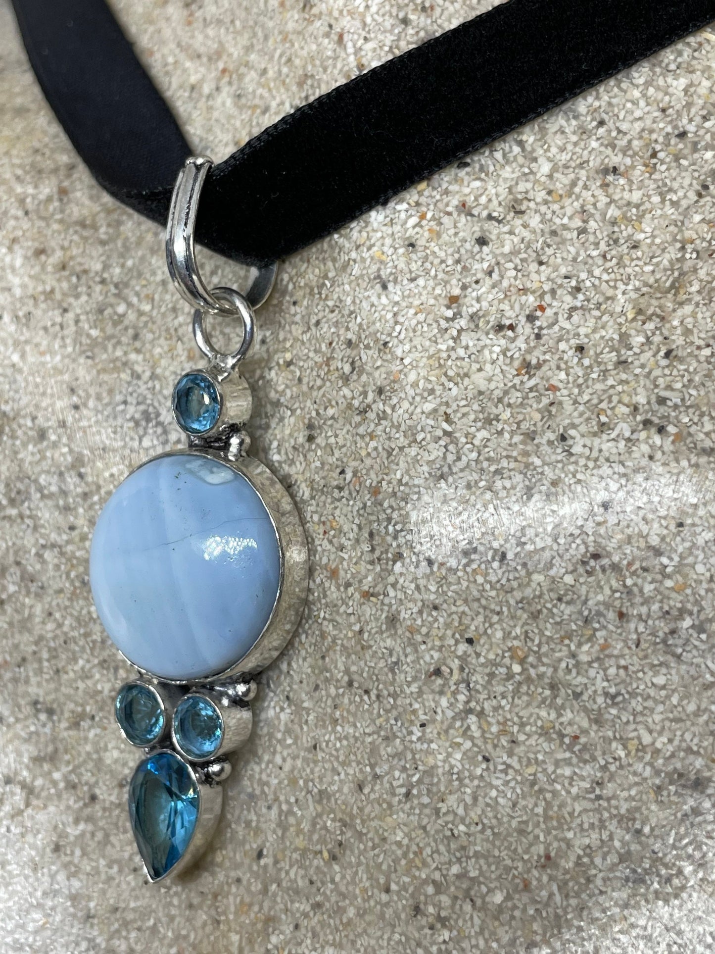 Hand Made Blue chalcedony Choker Necklace