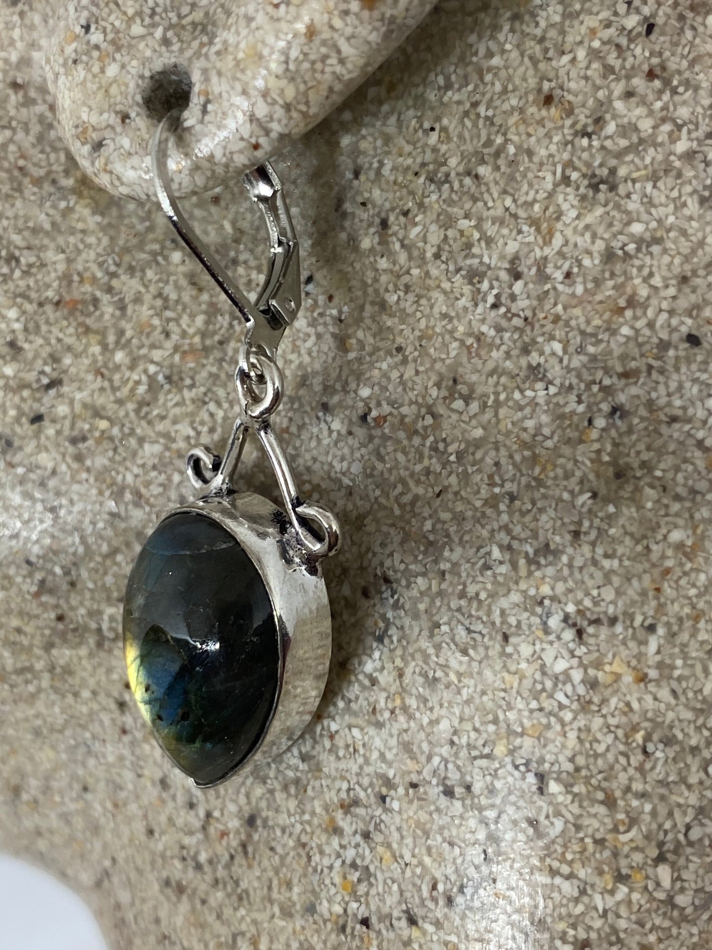 Vintage Labradorite Silver Dangle Earrings