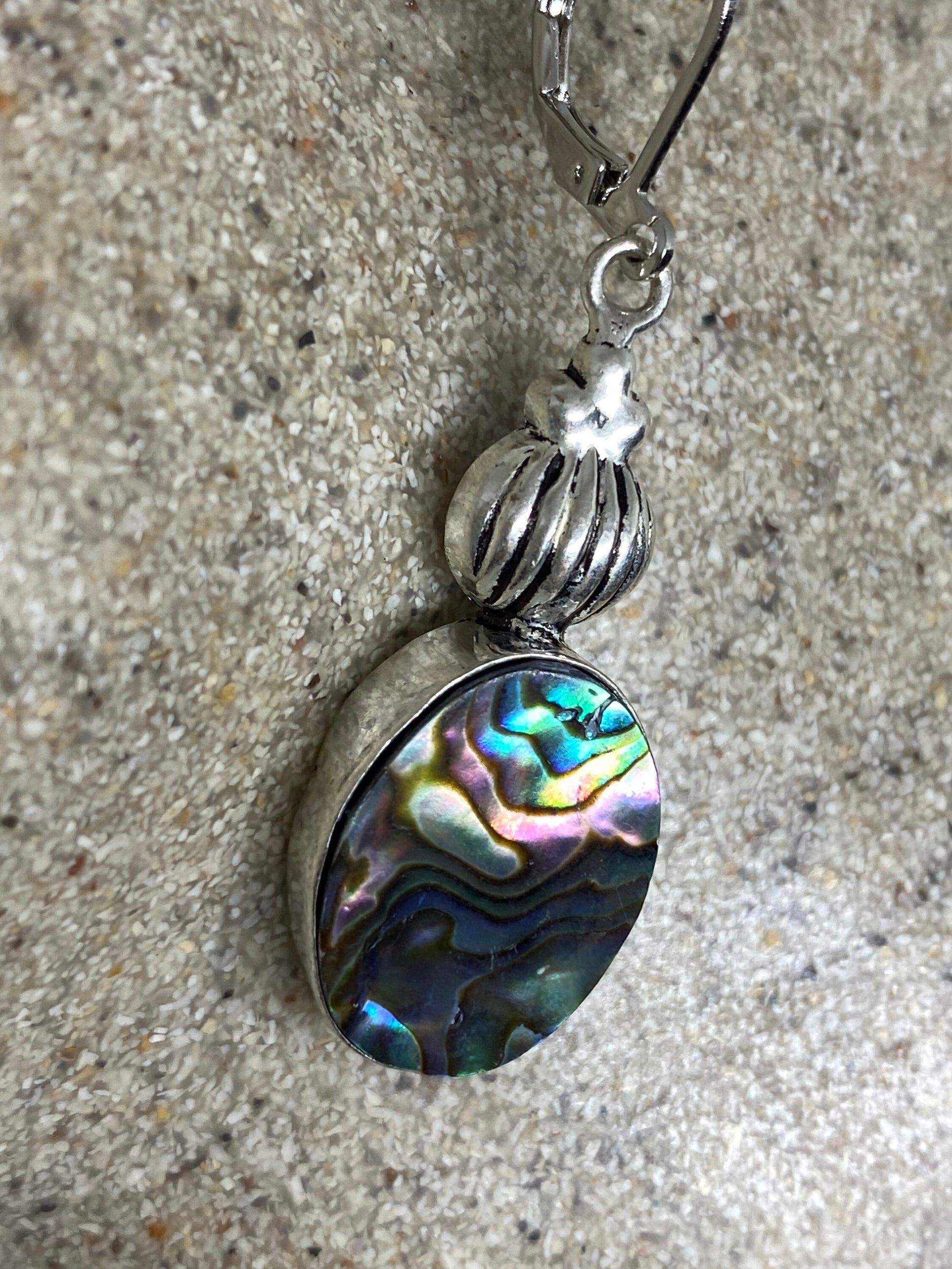 Vintage Handmade Silver Rainbow Abalone Earrings