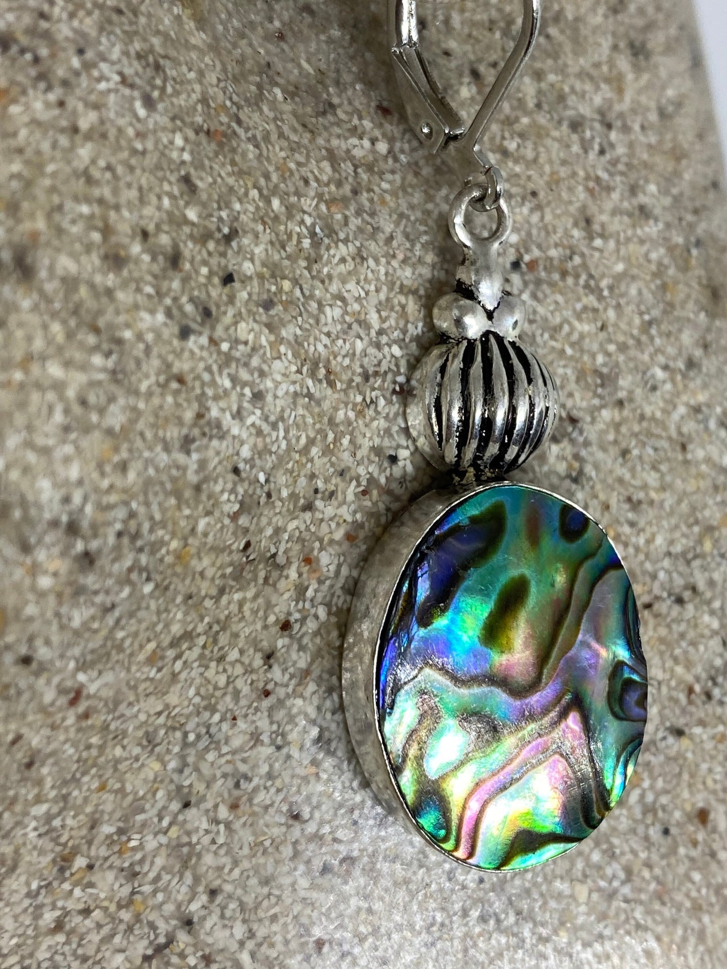 Vintage Handmade Silver Rainbow Abalone Earrings