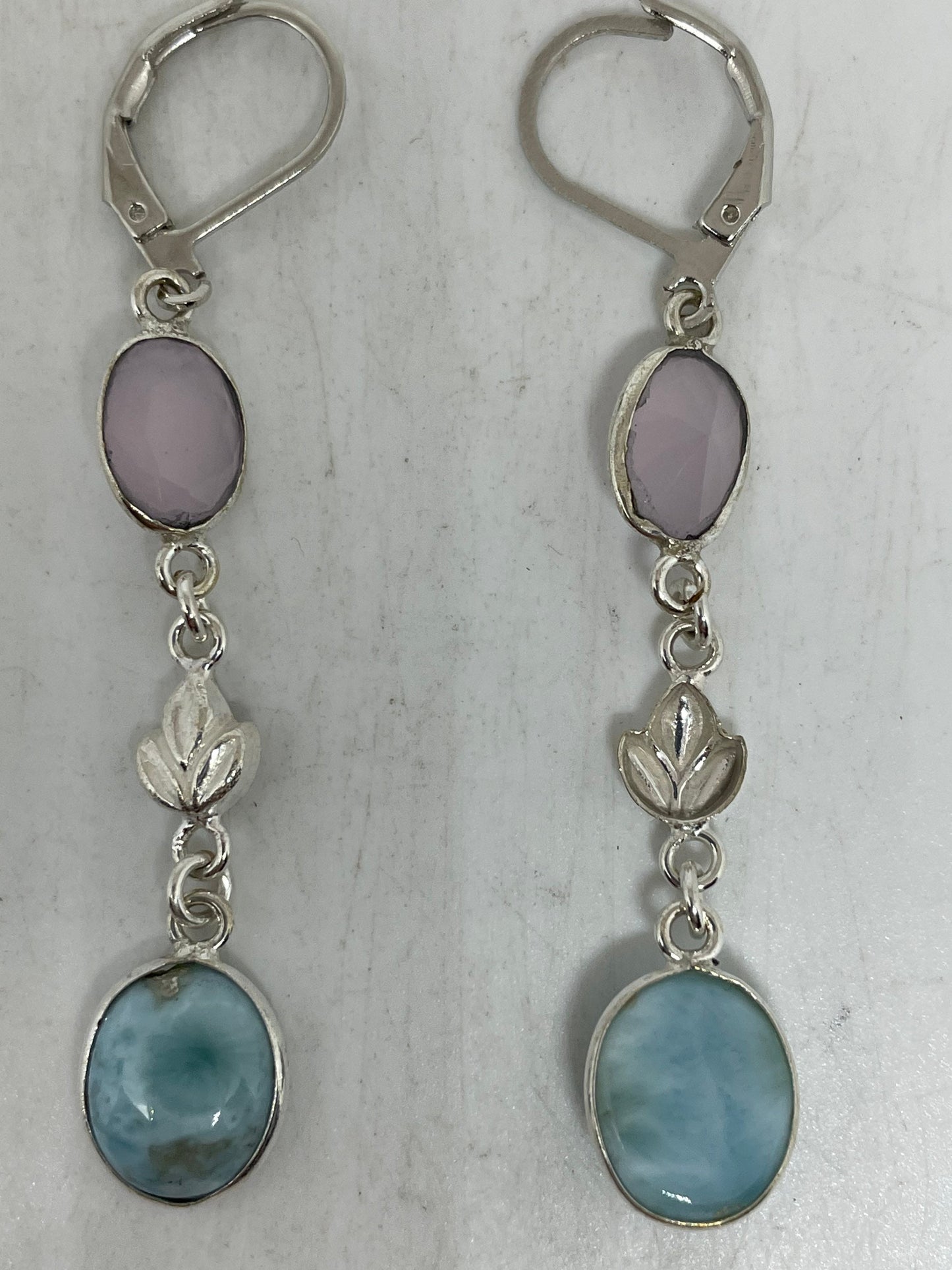 Vintage Sterling Silver Blue Turquoise Larimar Earrings