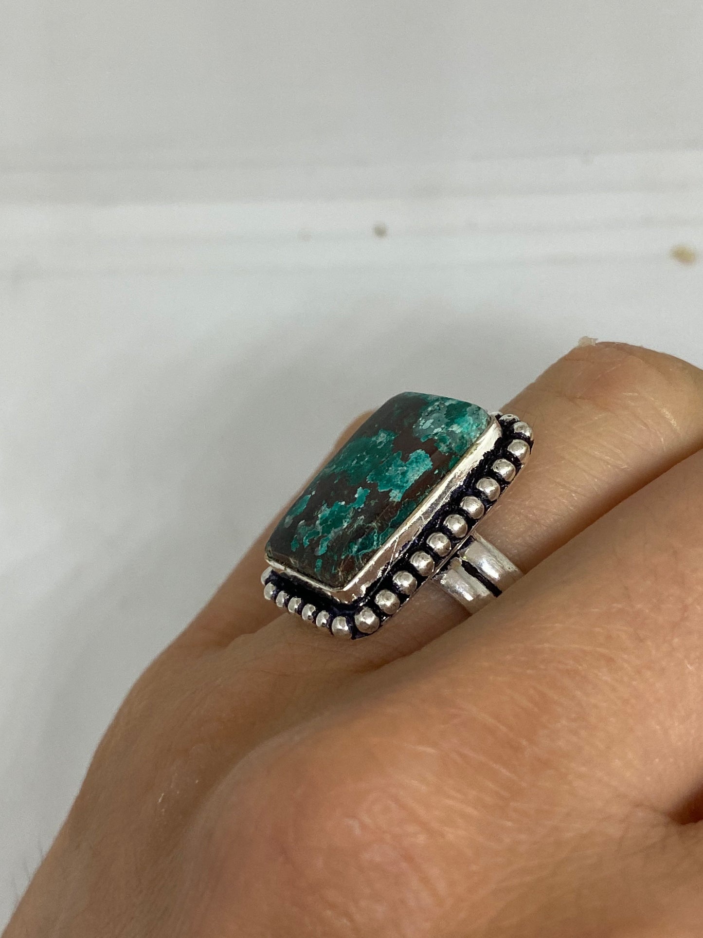 Vintage Genuine Blue Amazonite Silver Ring