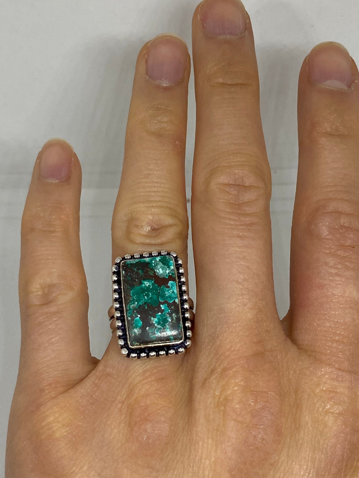 Vintage Genuine Blue Amazonite Silver Ring