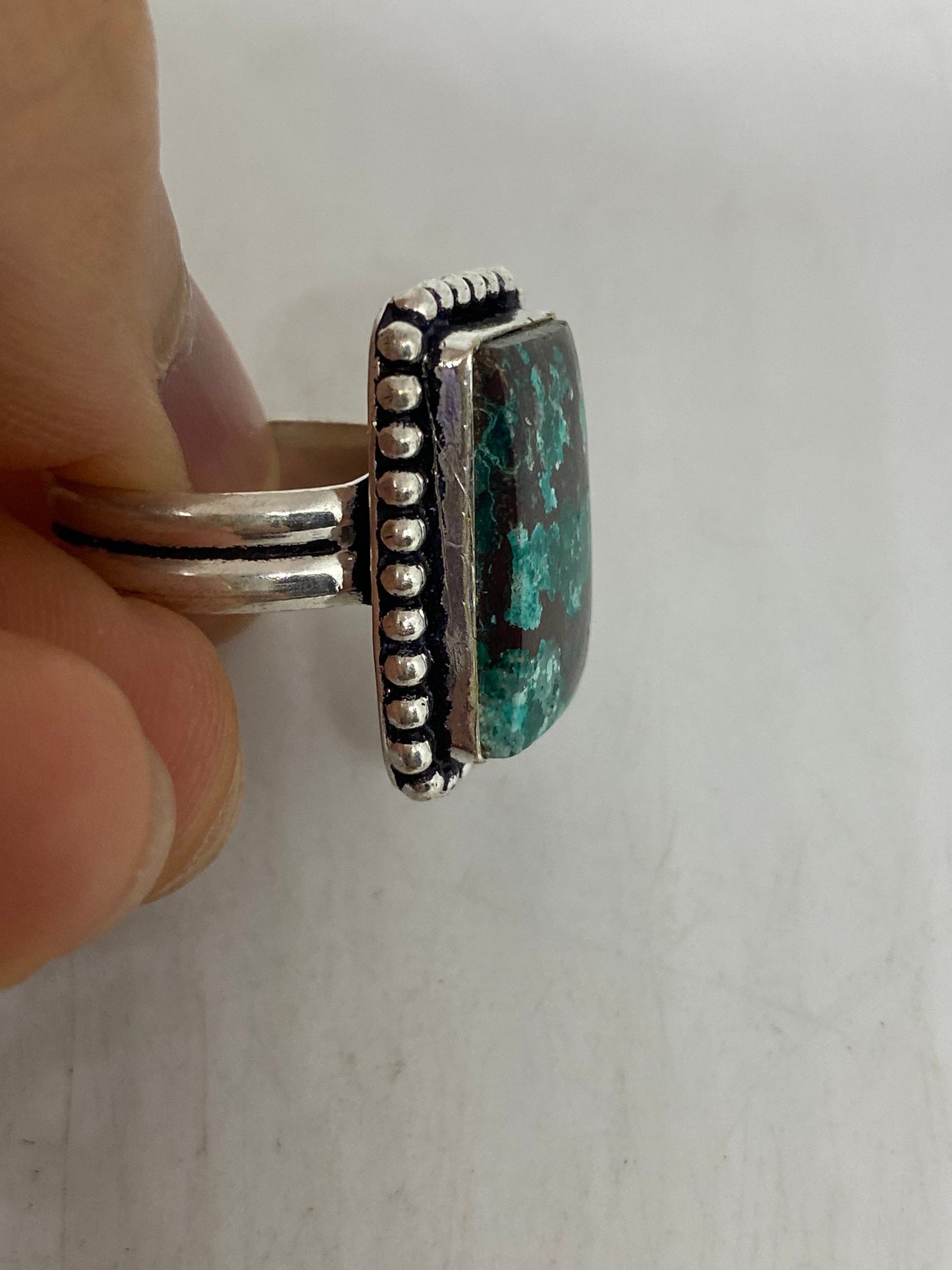 Vintage Genuine Blue Amazonite Silver Ring