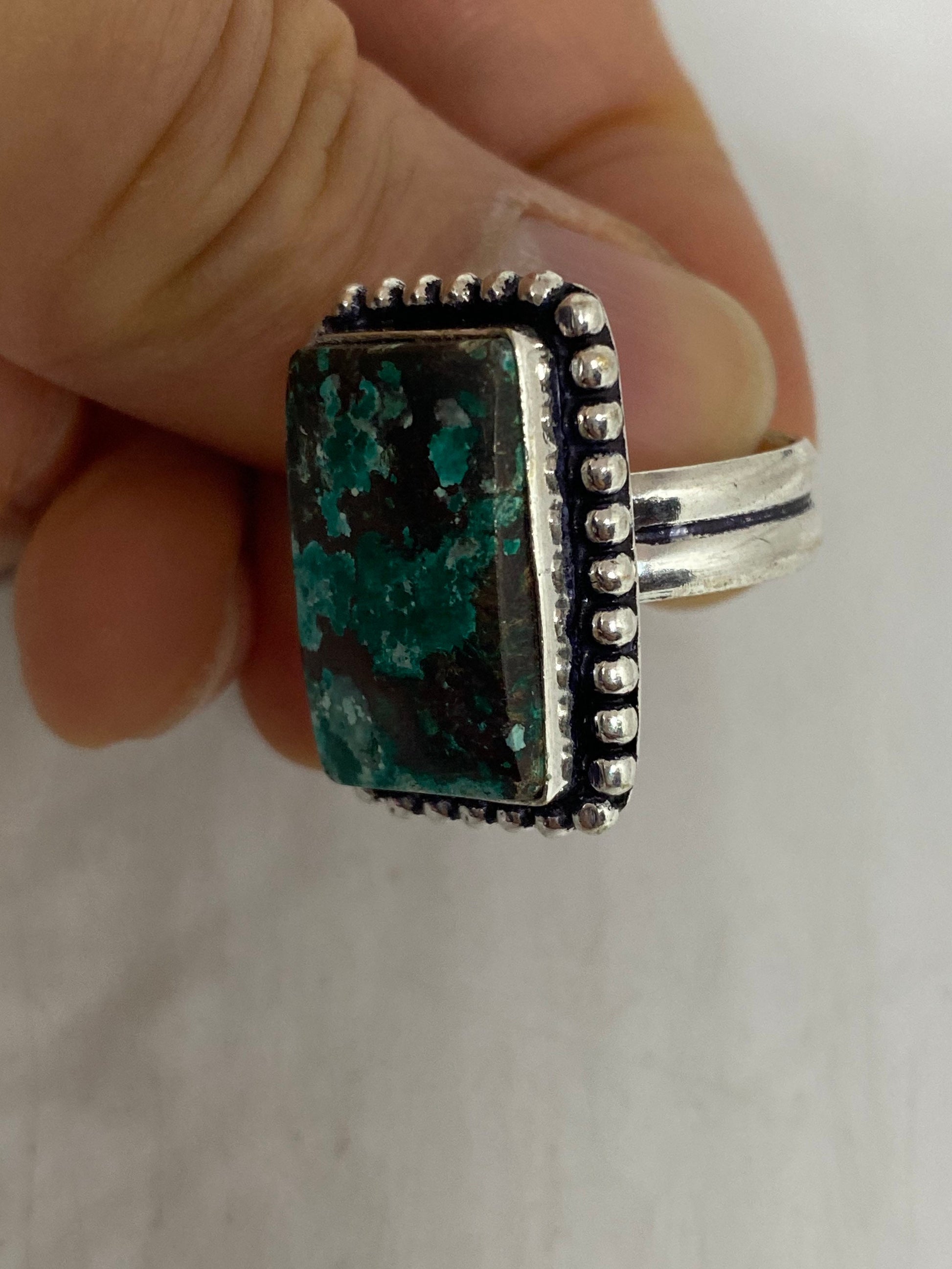 Vintage Genuine Blue Amazonite Silver Ring