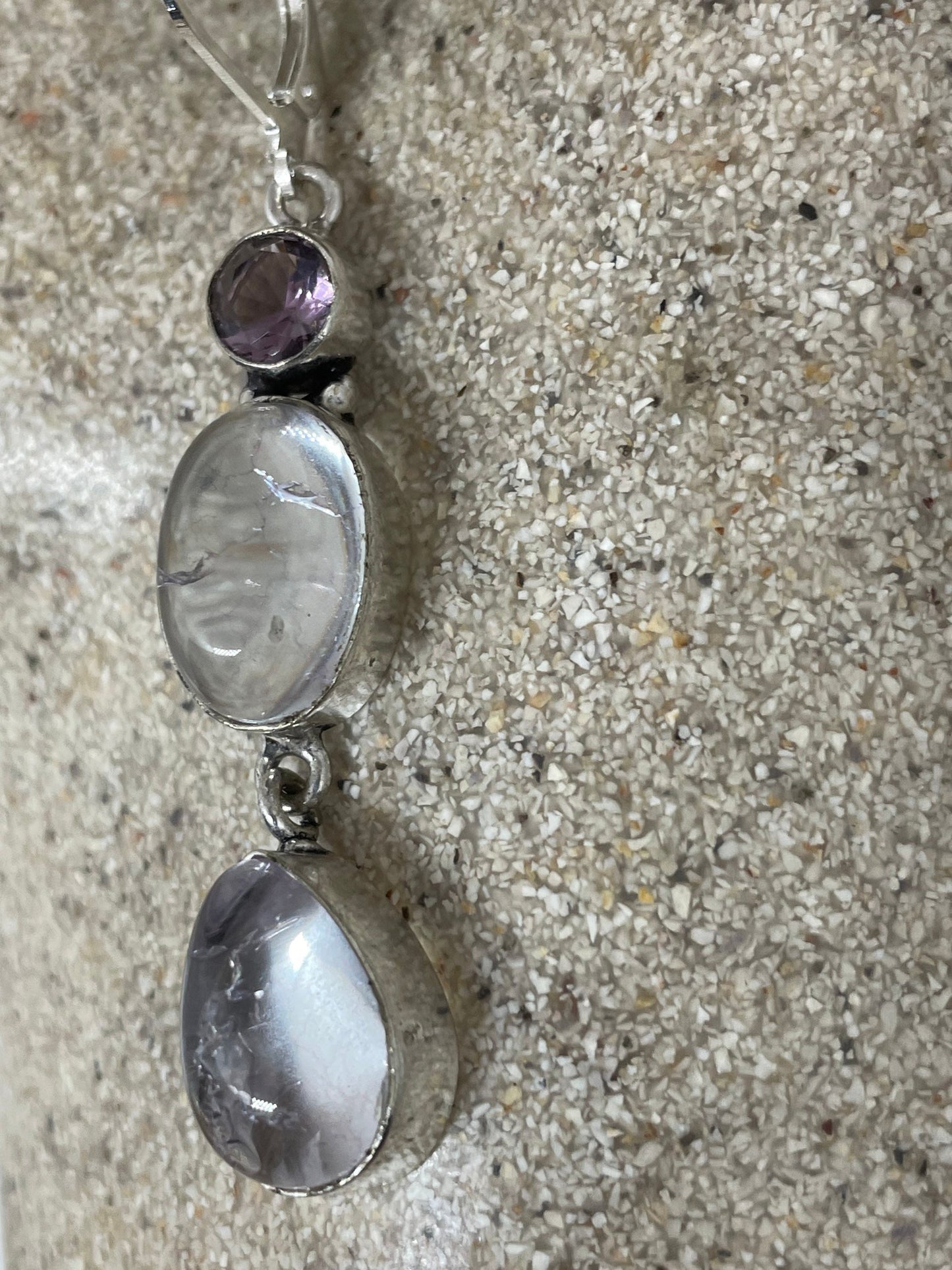 Vintage Clear Quartz Earrings 925 Sterling Silver