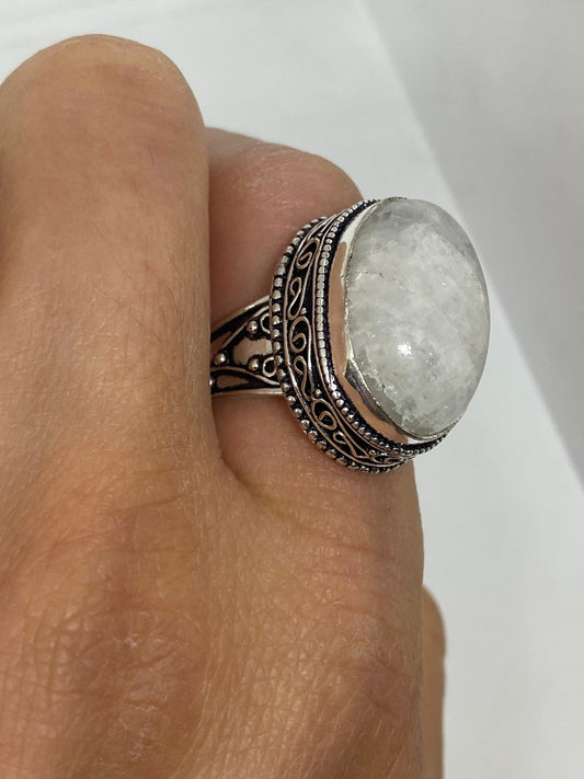 Vintage Genuine Rainbow Moonstone Ring