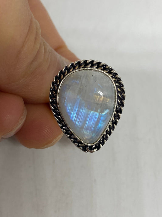 Vintage Genuine Rainbow Moonstone Ring
