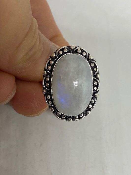 Vintage Genuine Rainbow Moonstone Ring