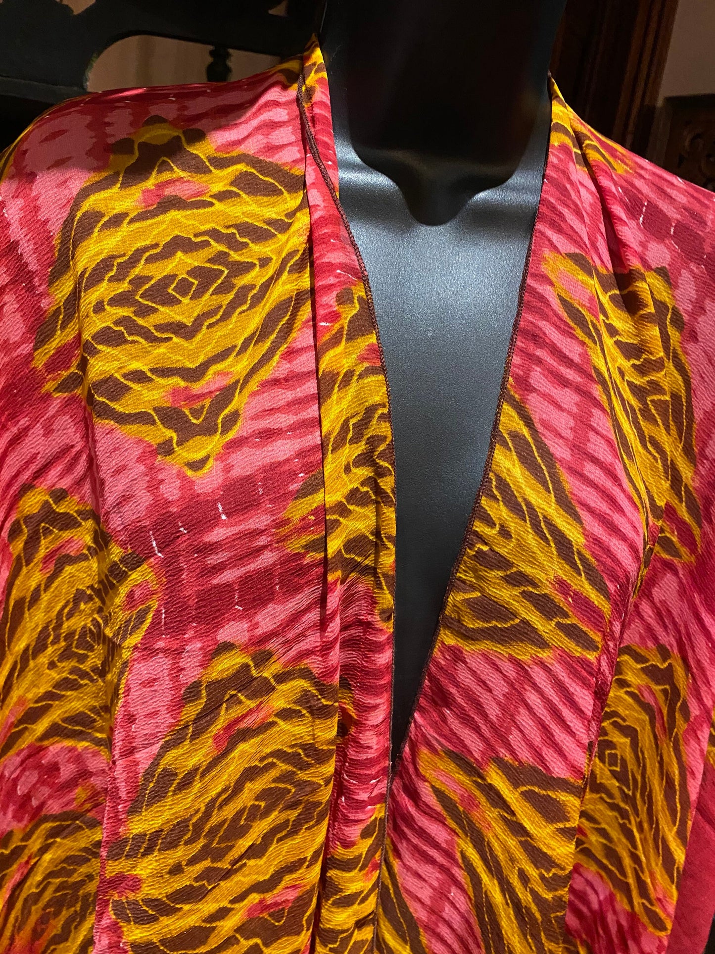 Vintage Japanese Print Scarf Wrap Poncho