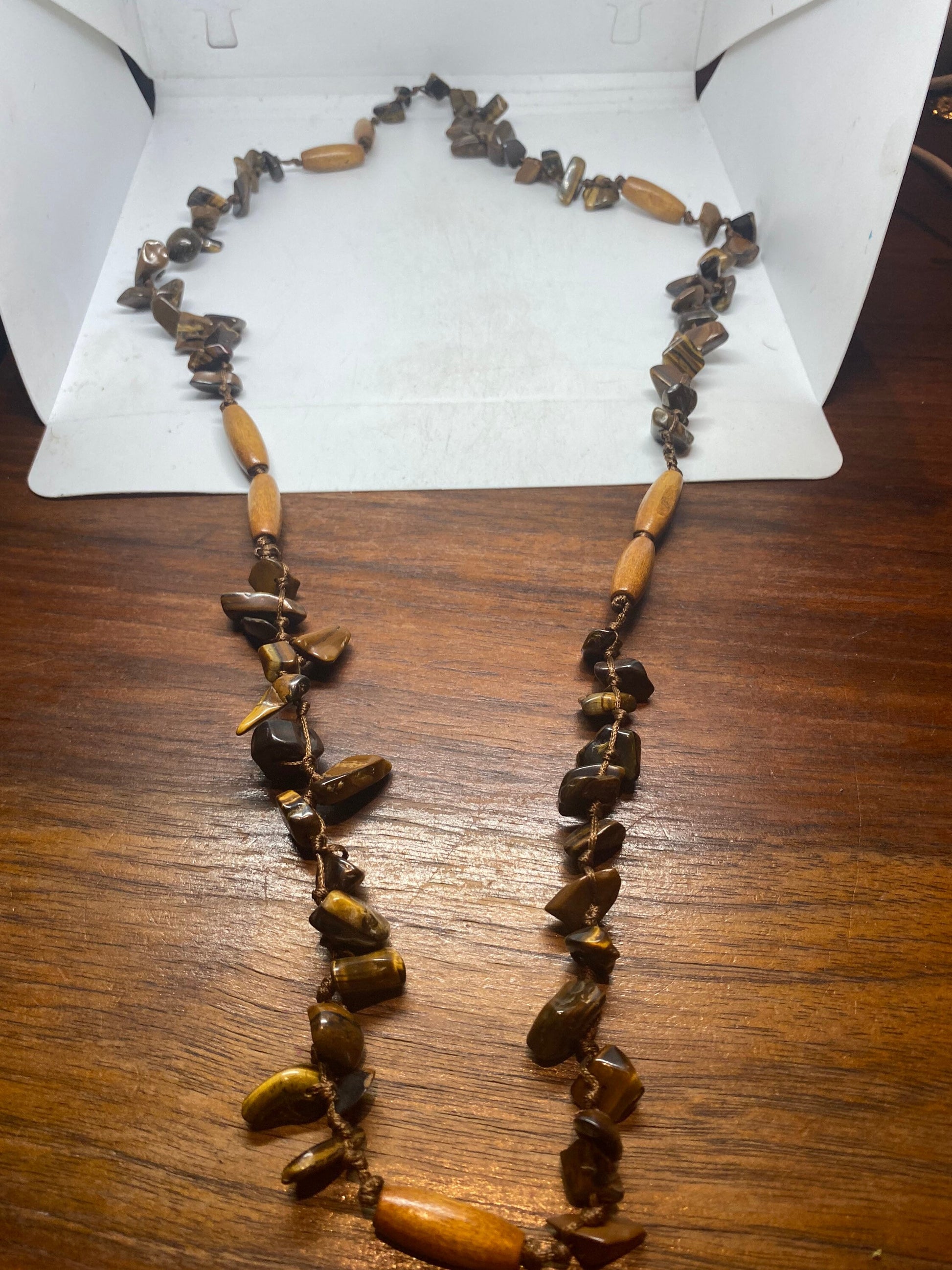 Hand Knoted Vintage tigers eye beaded Necklace