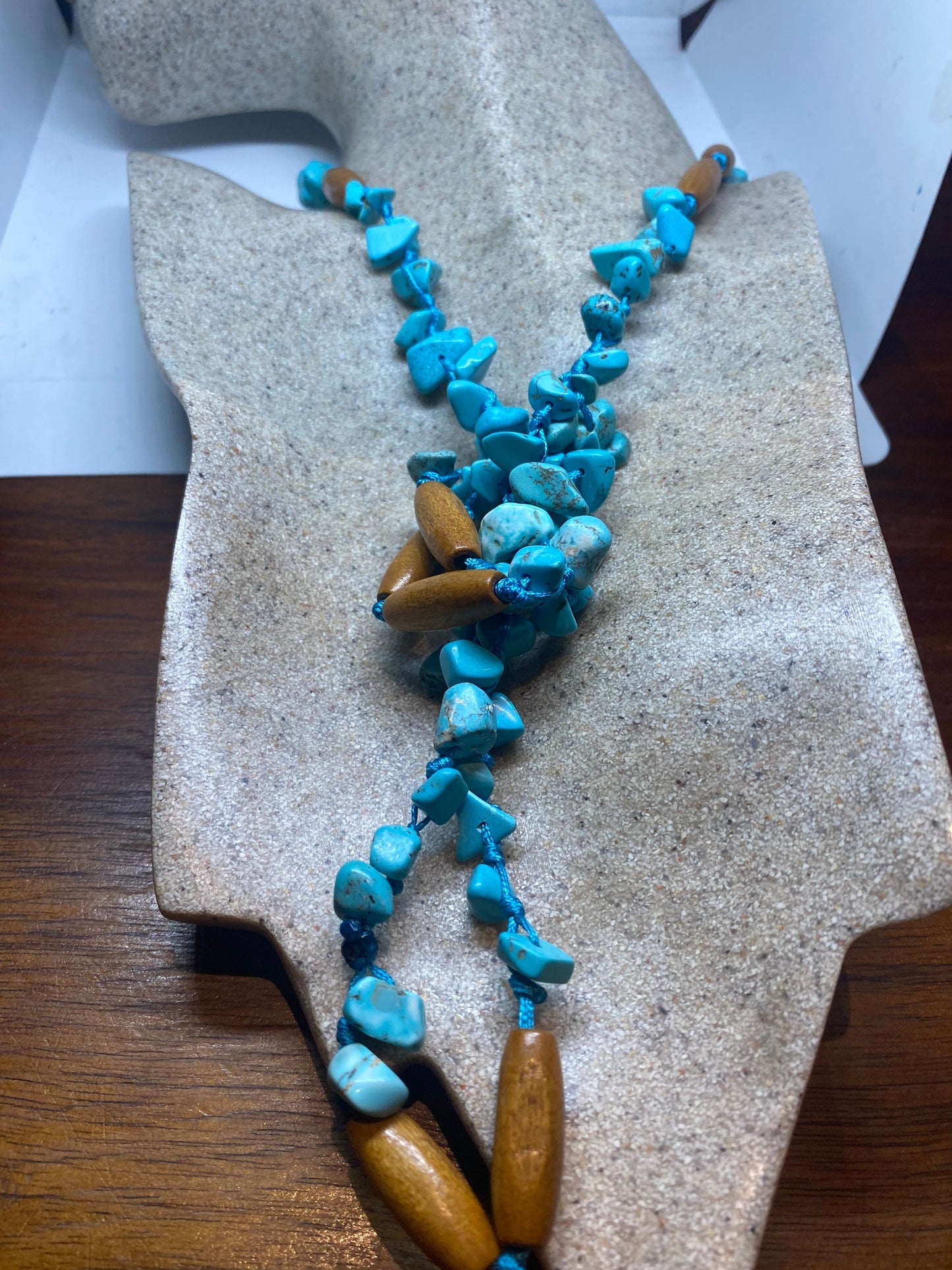 Hand Knotted Vintage turquoise beaded Necklace