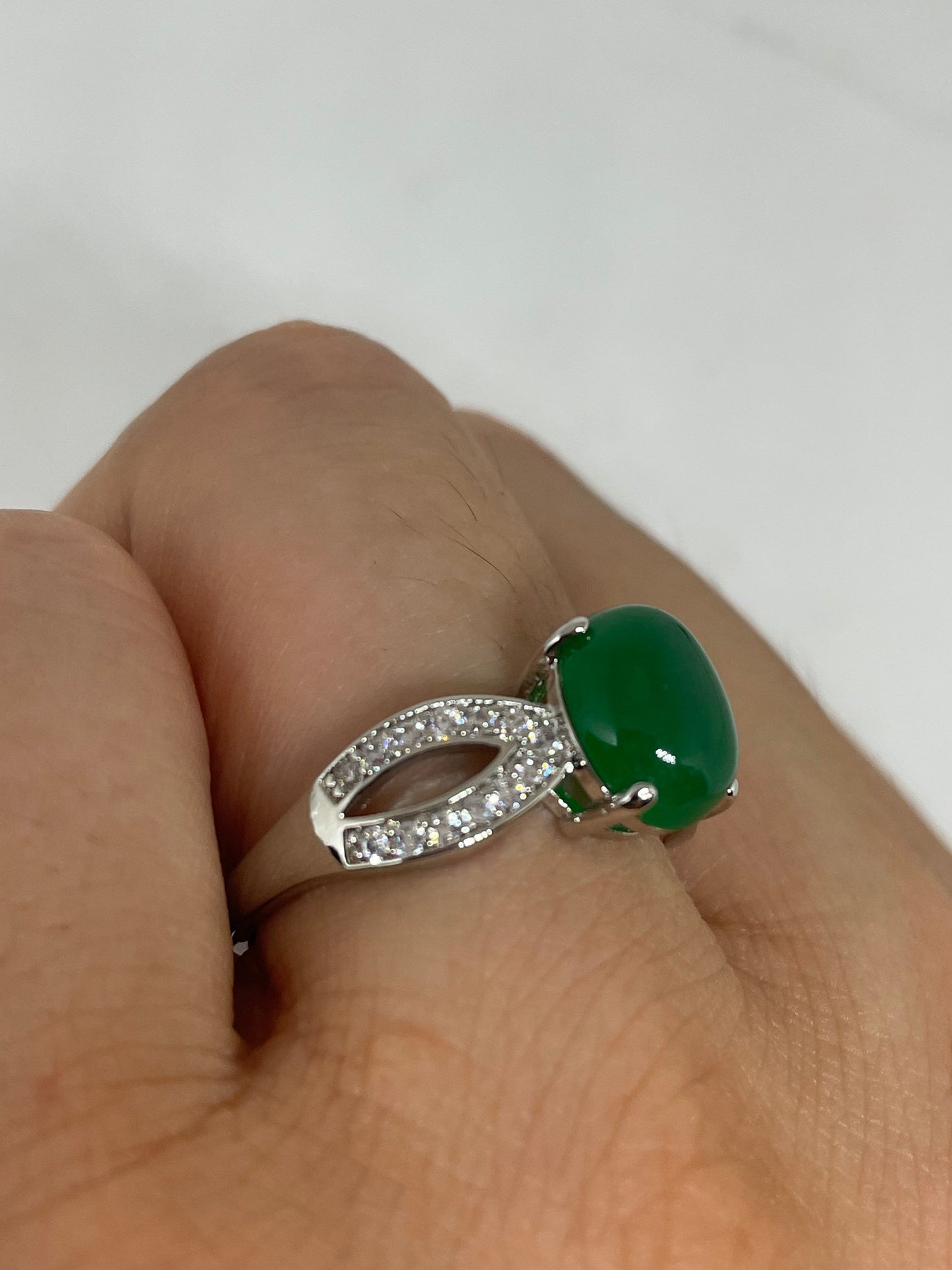 Vintage Lucky Green Nephrite Jade Ring