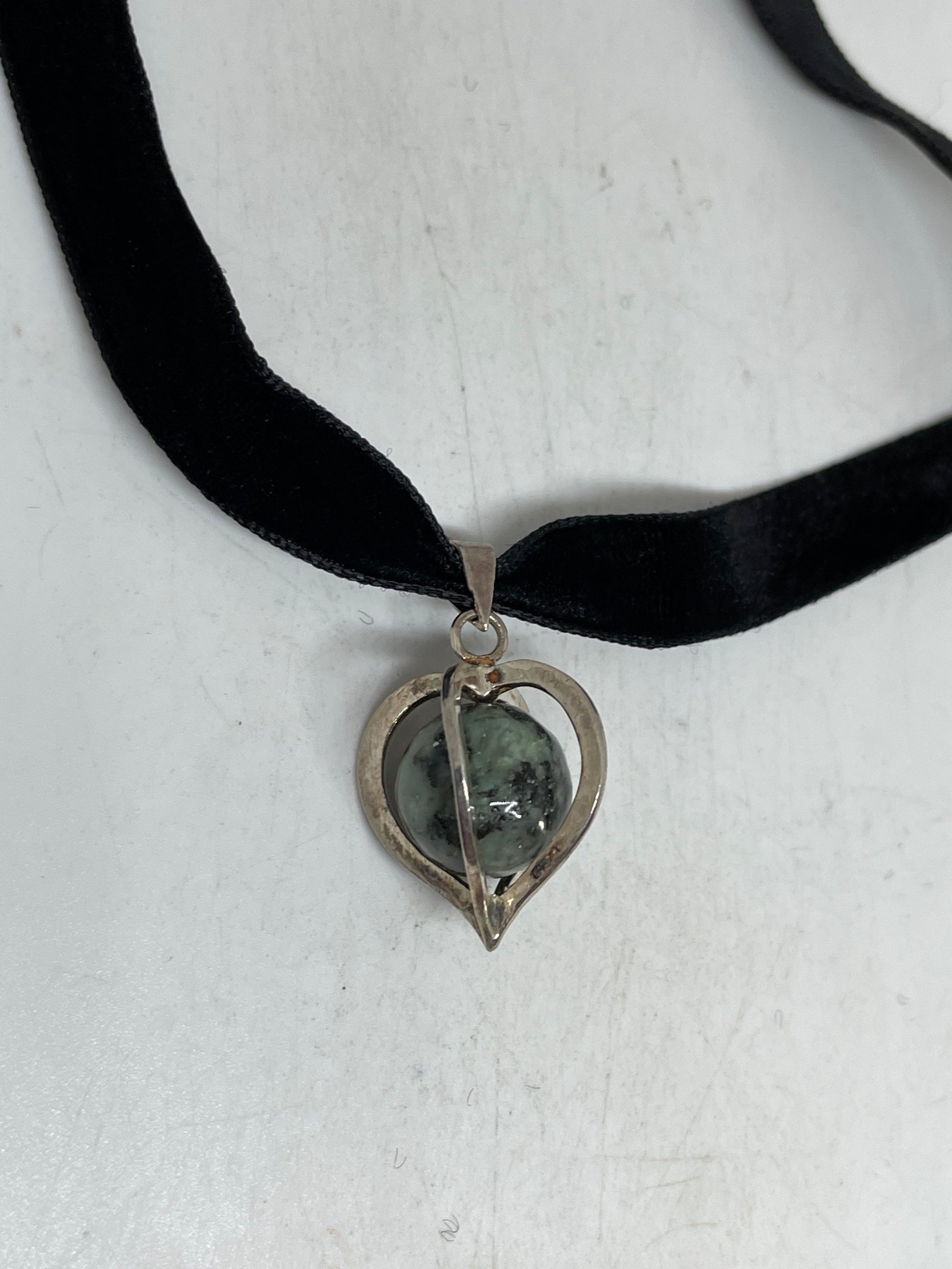 Vintage Heart Choker 925 Sterling Silver Pendant Necklace