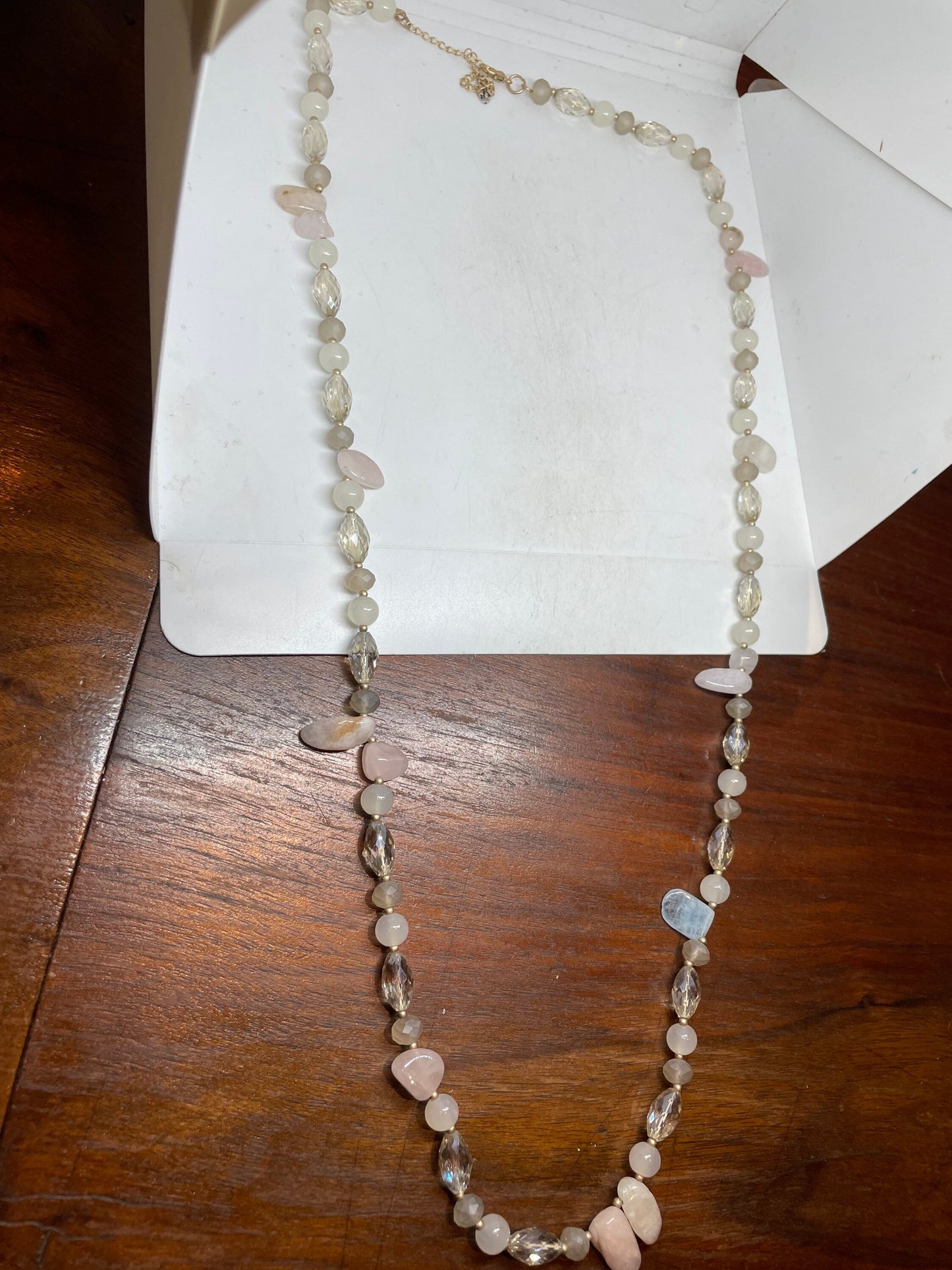 35-38 Inch Hand Knoted Vintage Mixed color White Onyz agate beaded Necklace