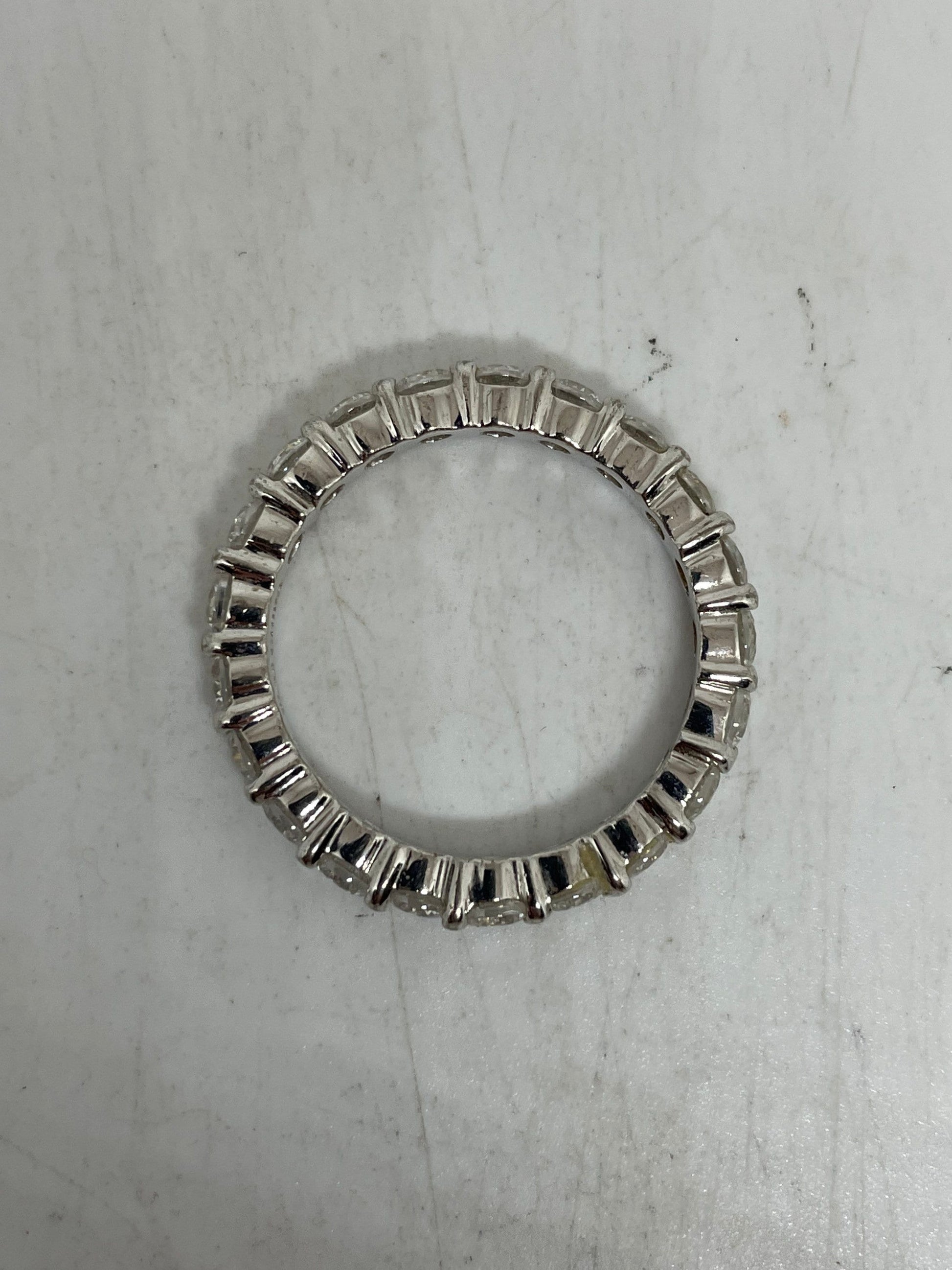 Vintage Cubic Zirconia Crystal Sterling Silver Eternity Band Ring