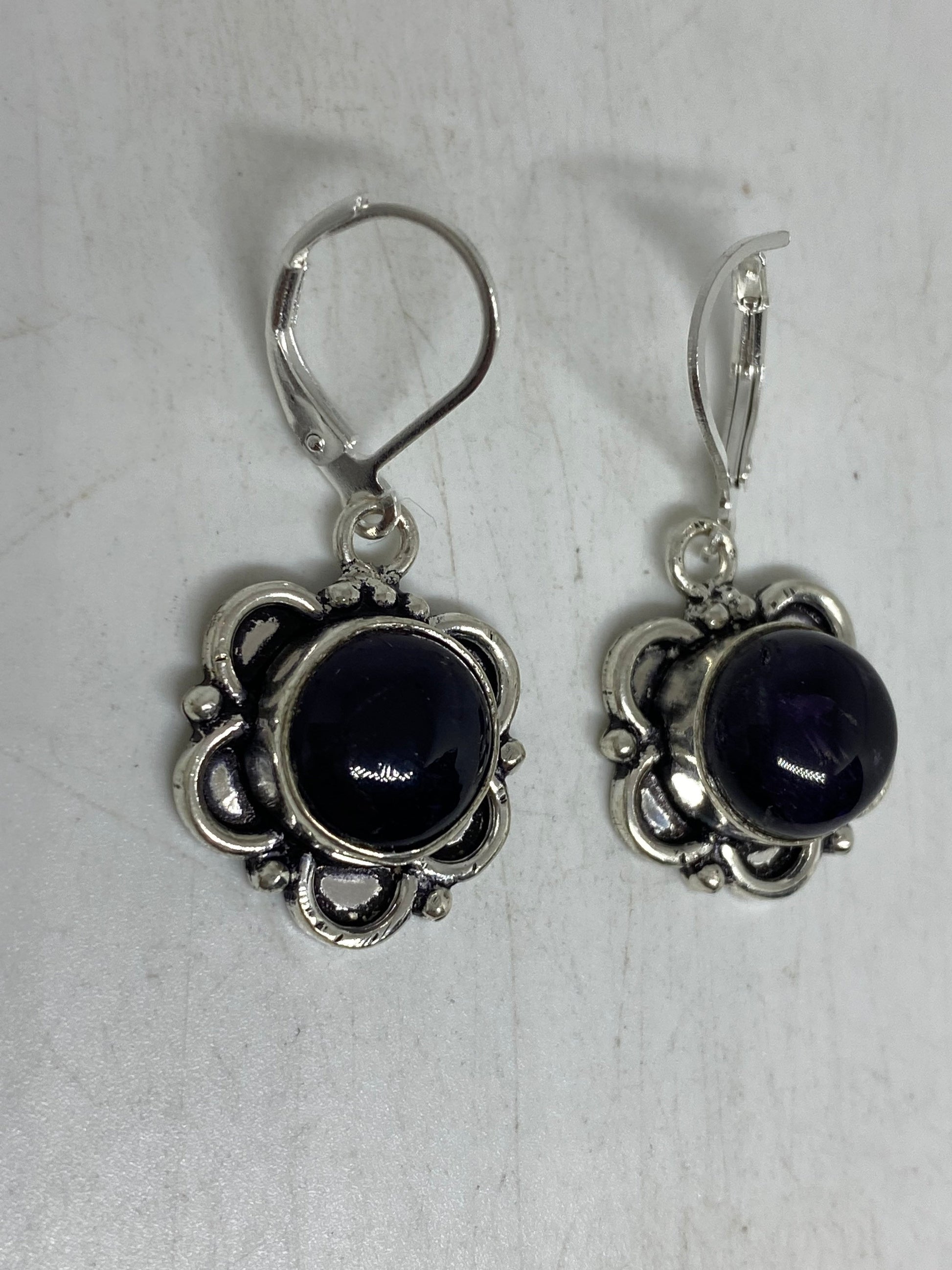 Vintage Black Earring Onyx 925 Sterling Silver Deco Dangle Chandelier