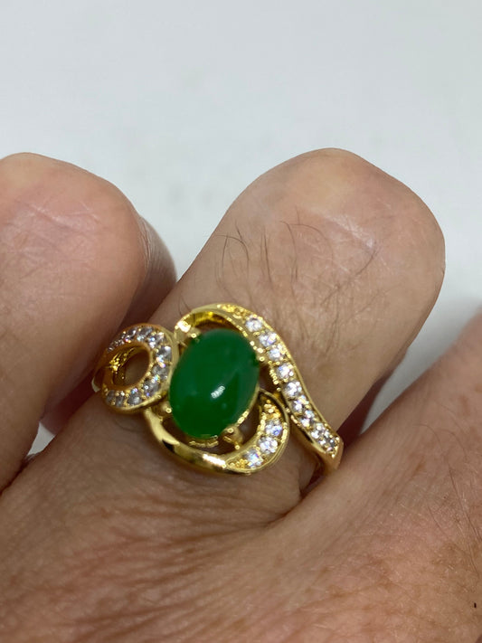 Vintage Lucky Green Nephrite Jade Ring