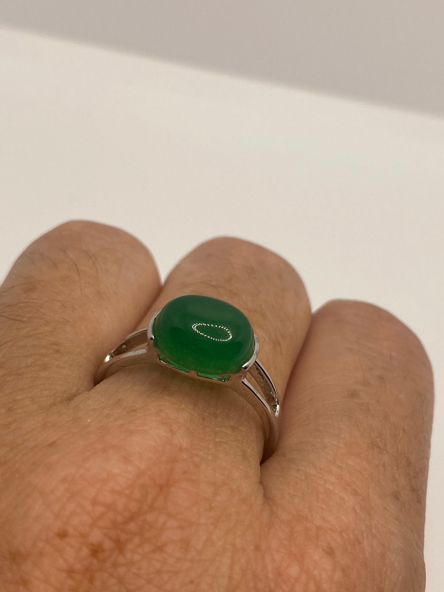 Vintage Lucky Green Nephrite Jade Cocktail Ring