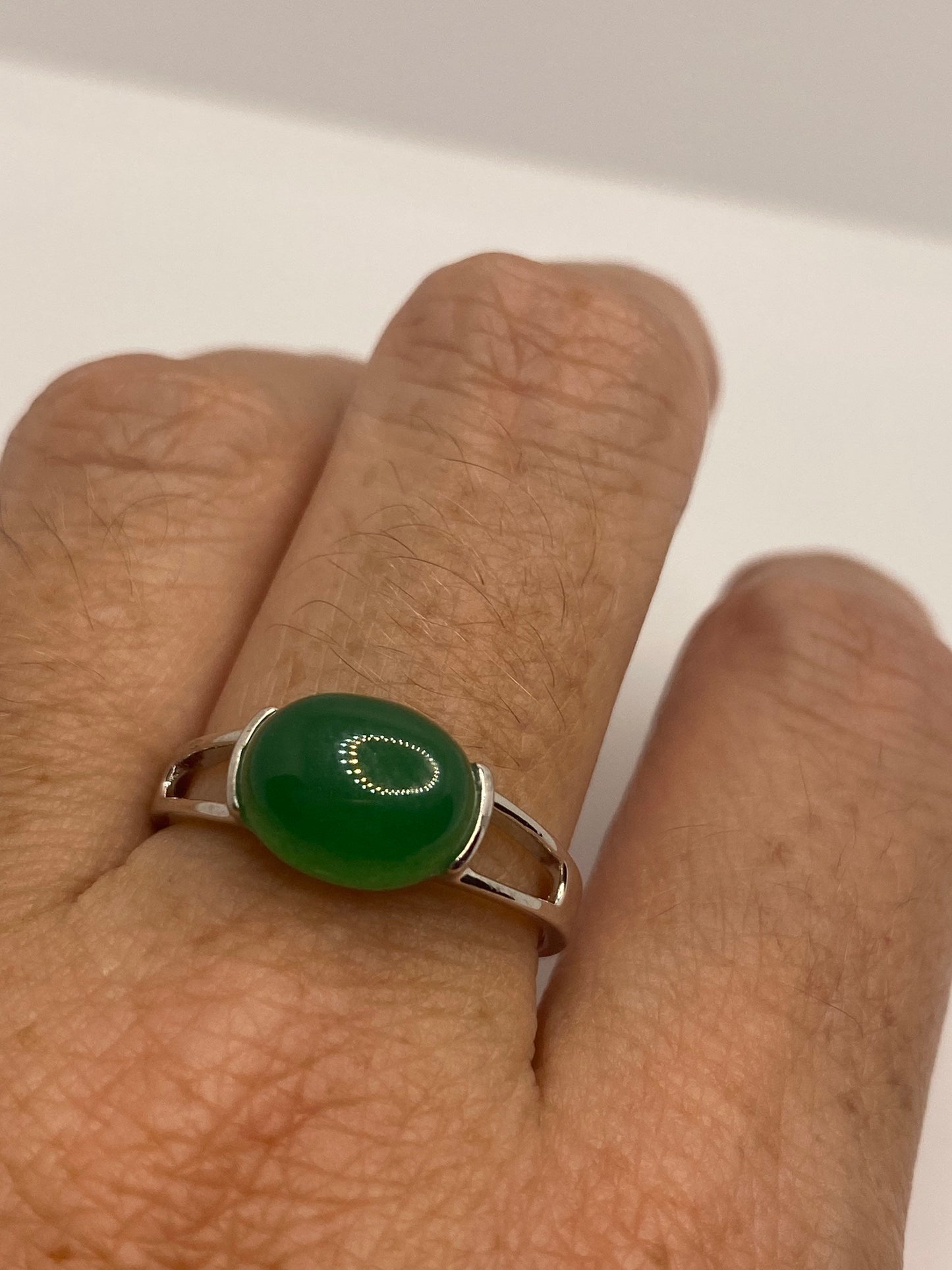 Vintage Lucky Green Nephrite Jade Cocktail Ring