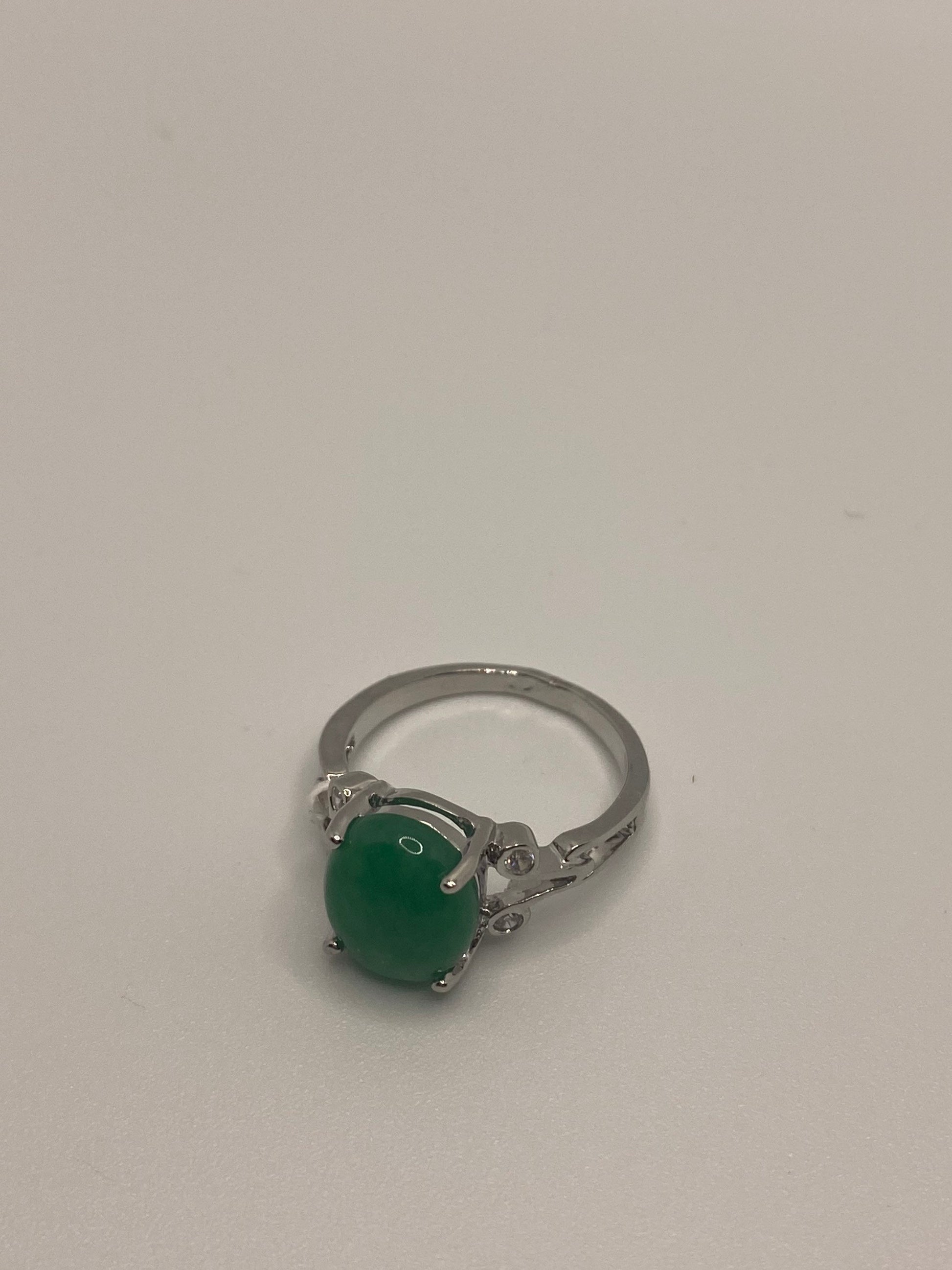 Vintage Lucky Green Nephrite Jade Cocktail Ring