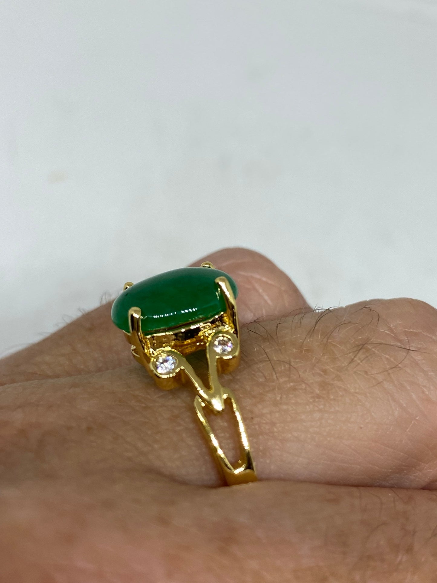 Vintage Lucky Green Nephrite Jade Ring