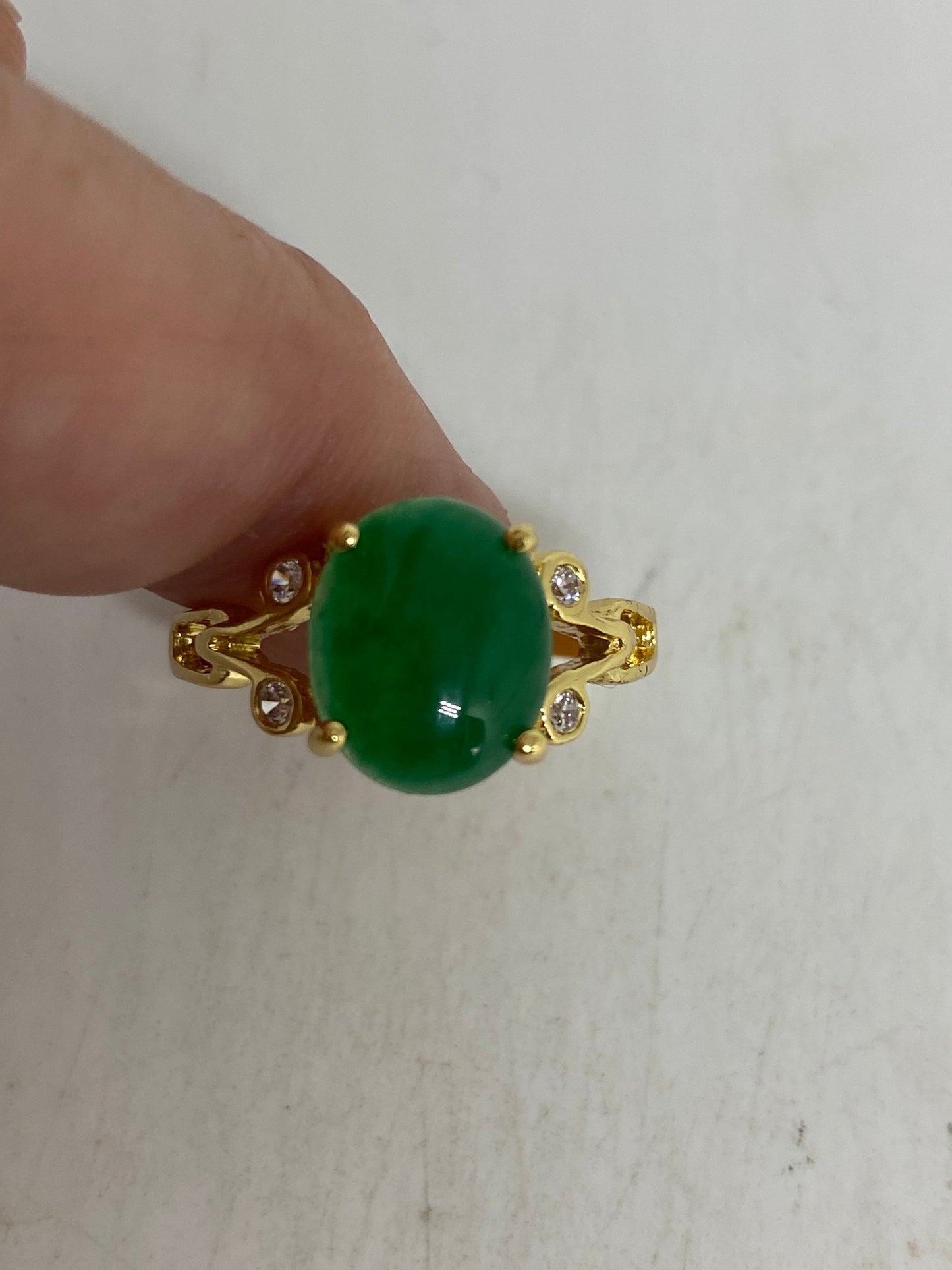 Vintage Lucky Green Nephrite Jade Ring